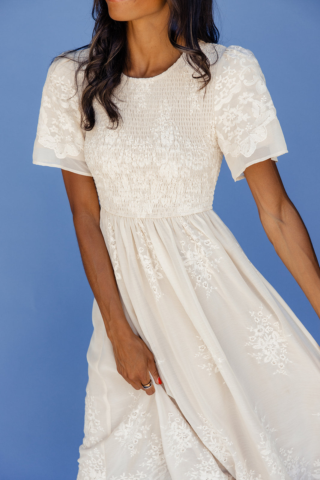 Juliette Smocked Lace Dress