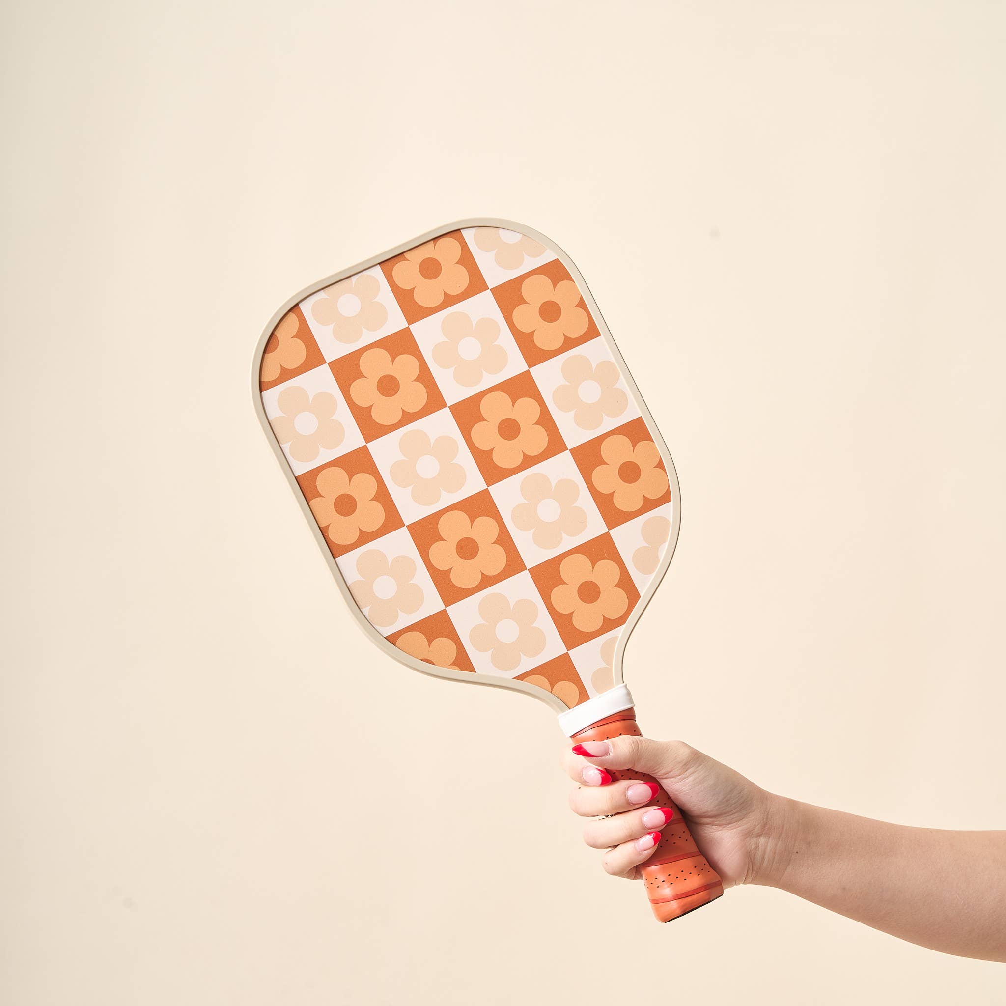 Pickleball Paddle - Brown Flower Check