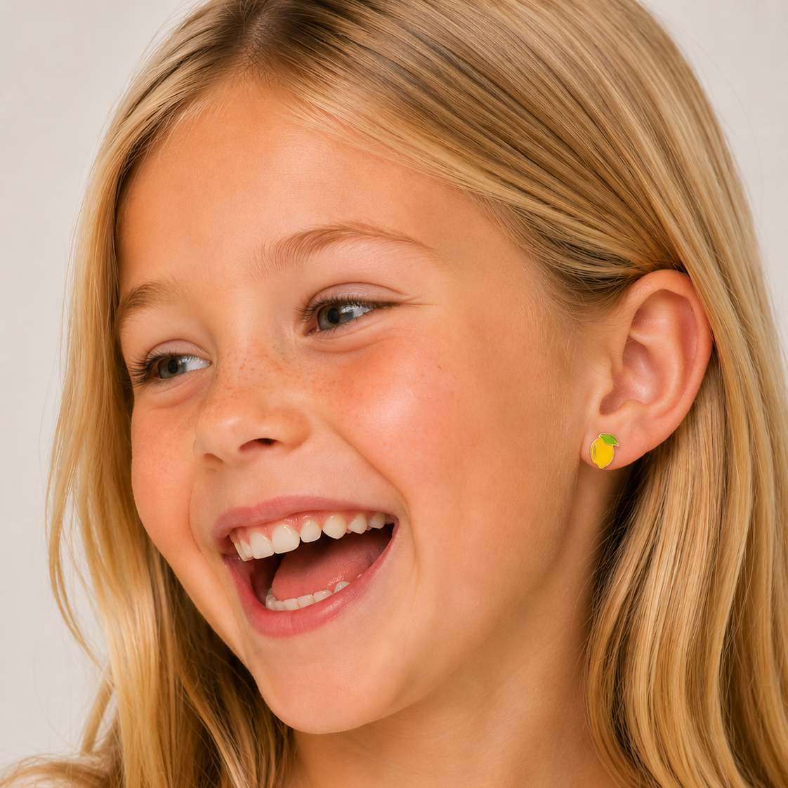 Lemon Enamel Flat Back Kids Earrings