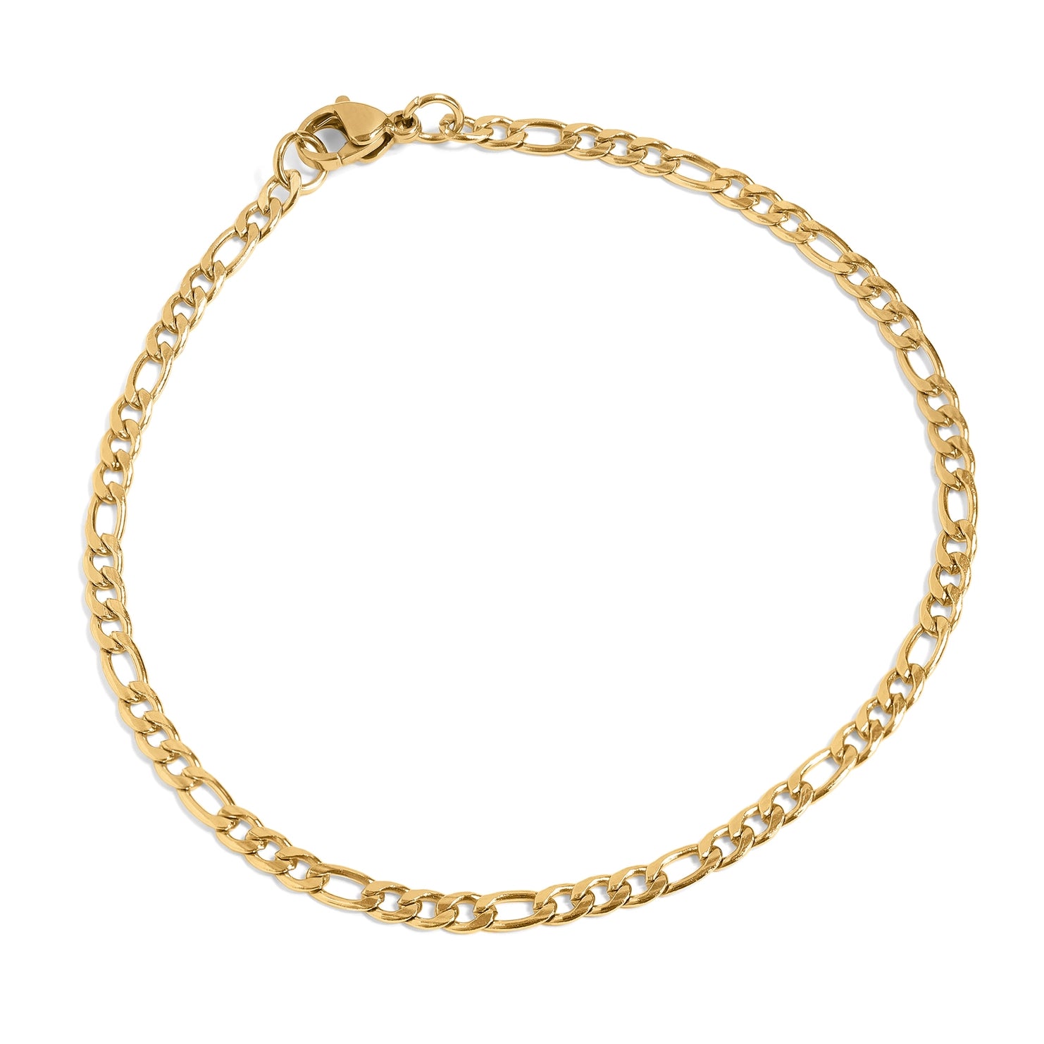18K Gold Figaro Chain Bracelet/Anklet - 6 mm