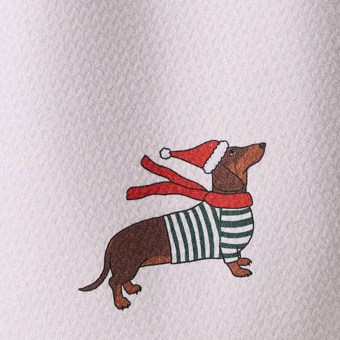 Merry Dachshund Tea Towel