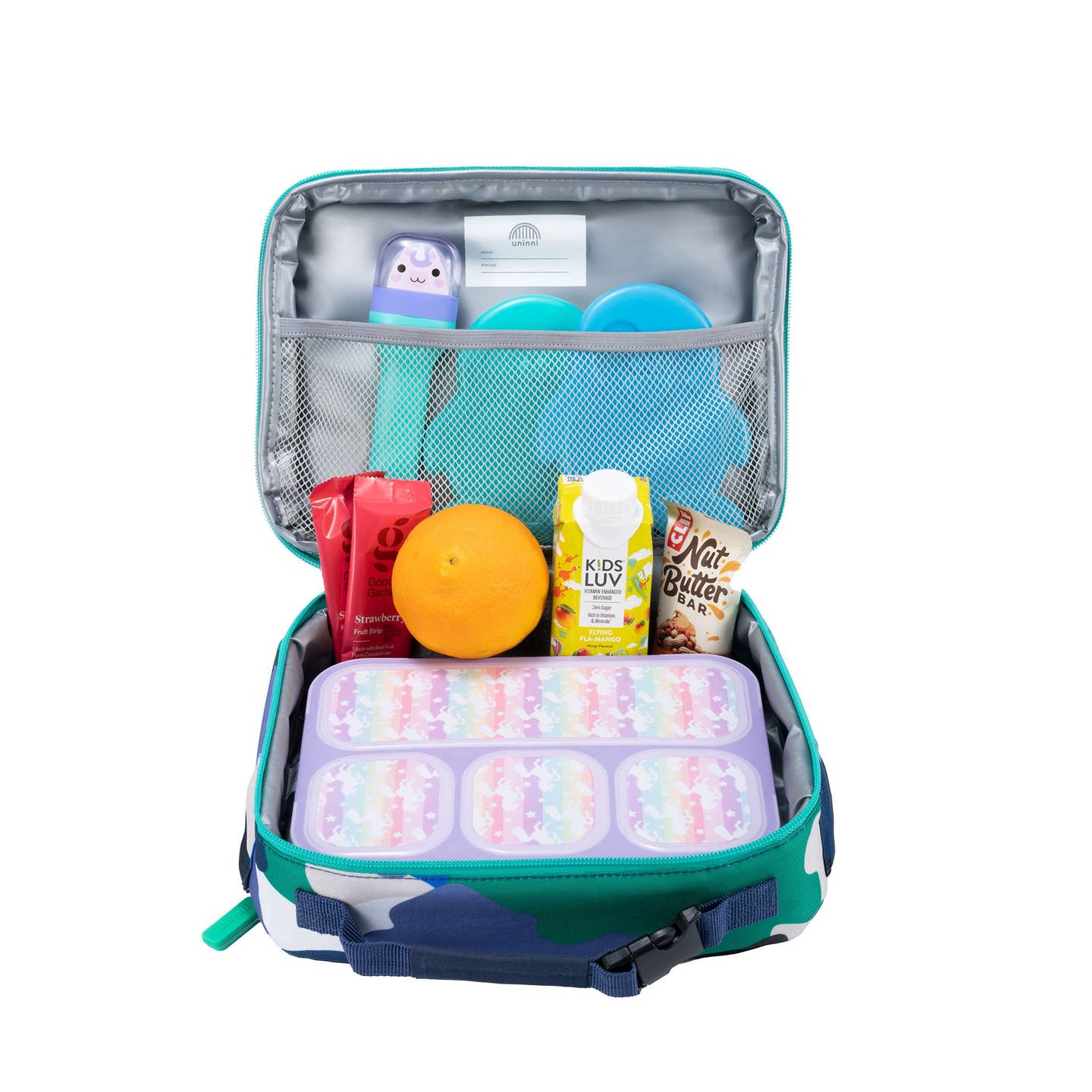 Take flight with the Ellis Lunch Bag in Camo Kid Blue/ Green! This unique lunch bag features a playful camo kid blue/ green design, perfect for kids or anyone with a sense of adventure. Keep your lunch fresh and cool while showing off your fun personality. 