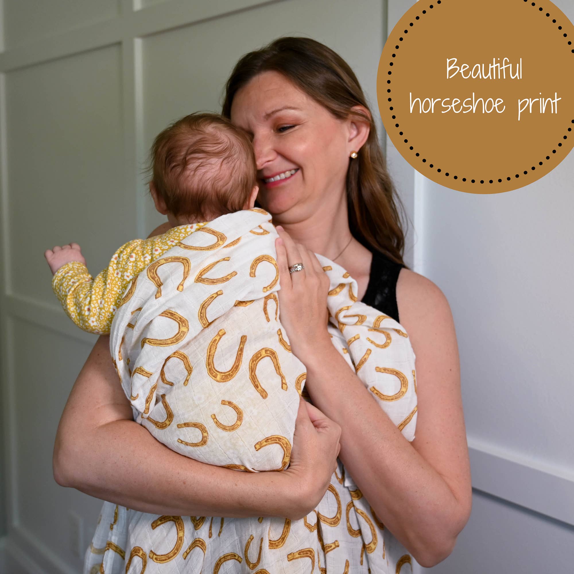 Lucky Horseshoe Baby Muslin Swaddle Blanket