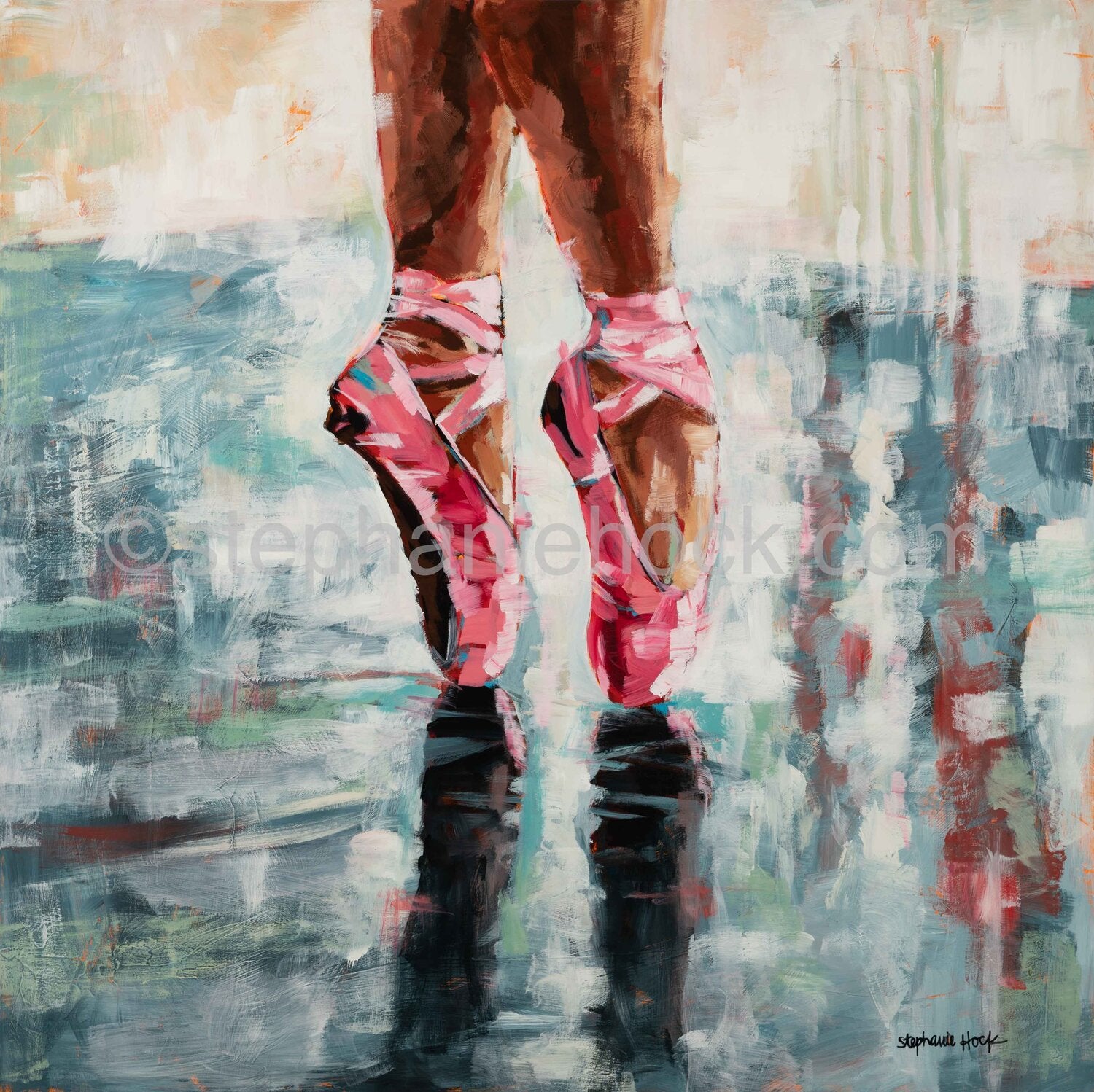 En Pointe Sticker Printed from an original Stephanie Hock painting. 2 inch round vinyl circle sticker, waterproof & scratch proof Vendor Stephanie Hock Fine Art