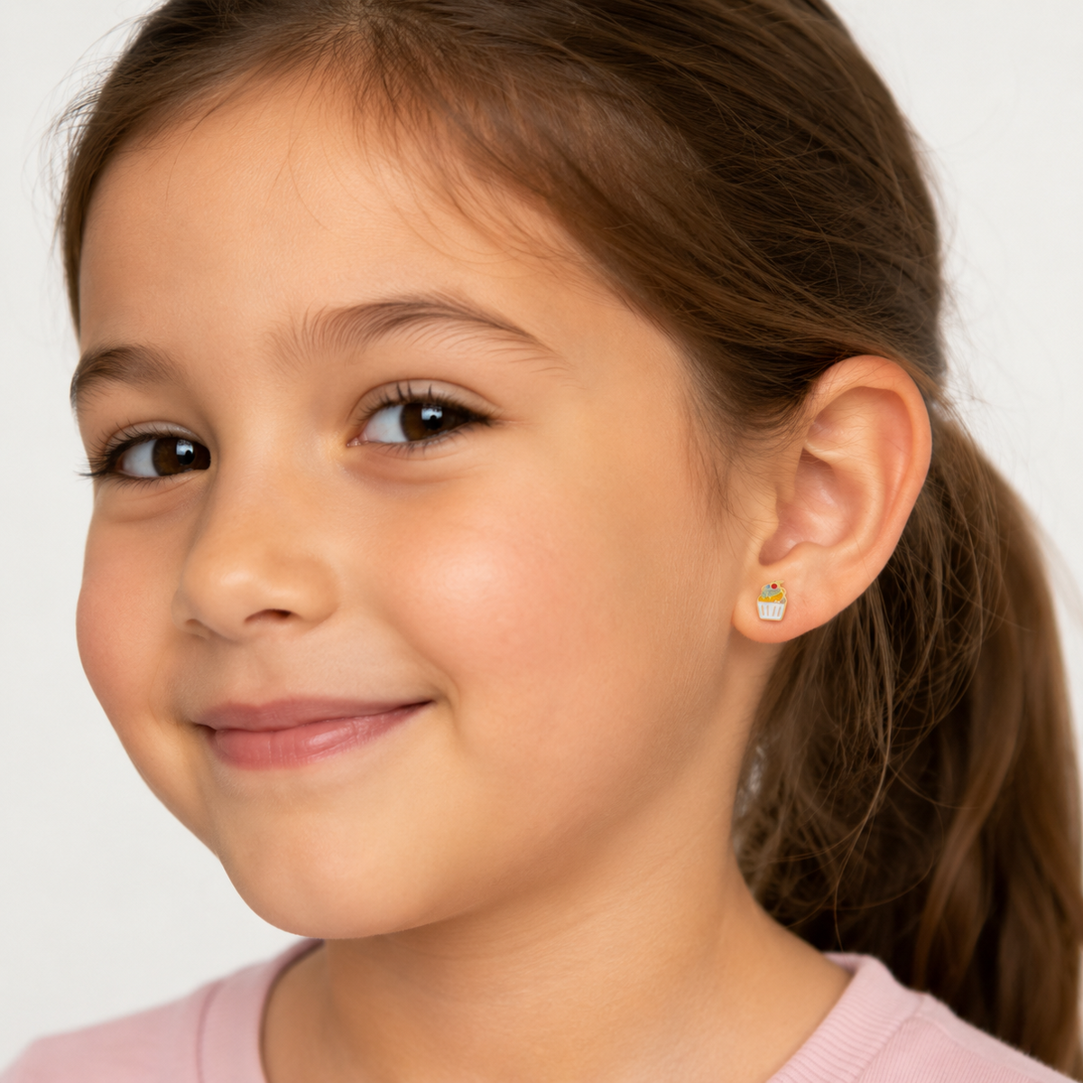 Cupcake Enamel Flat Back Kids Earrings