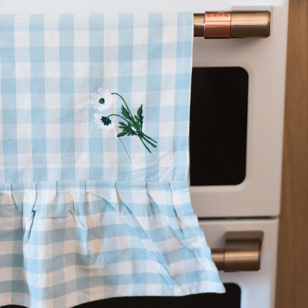 Blue Ruffled Gingham Dish Towel