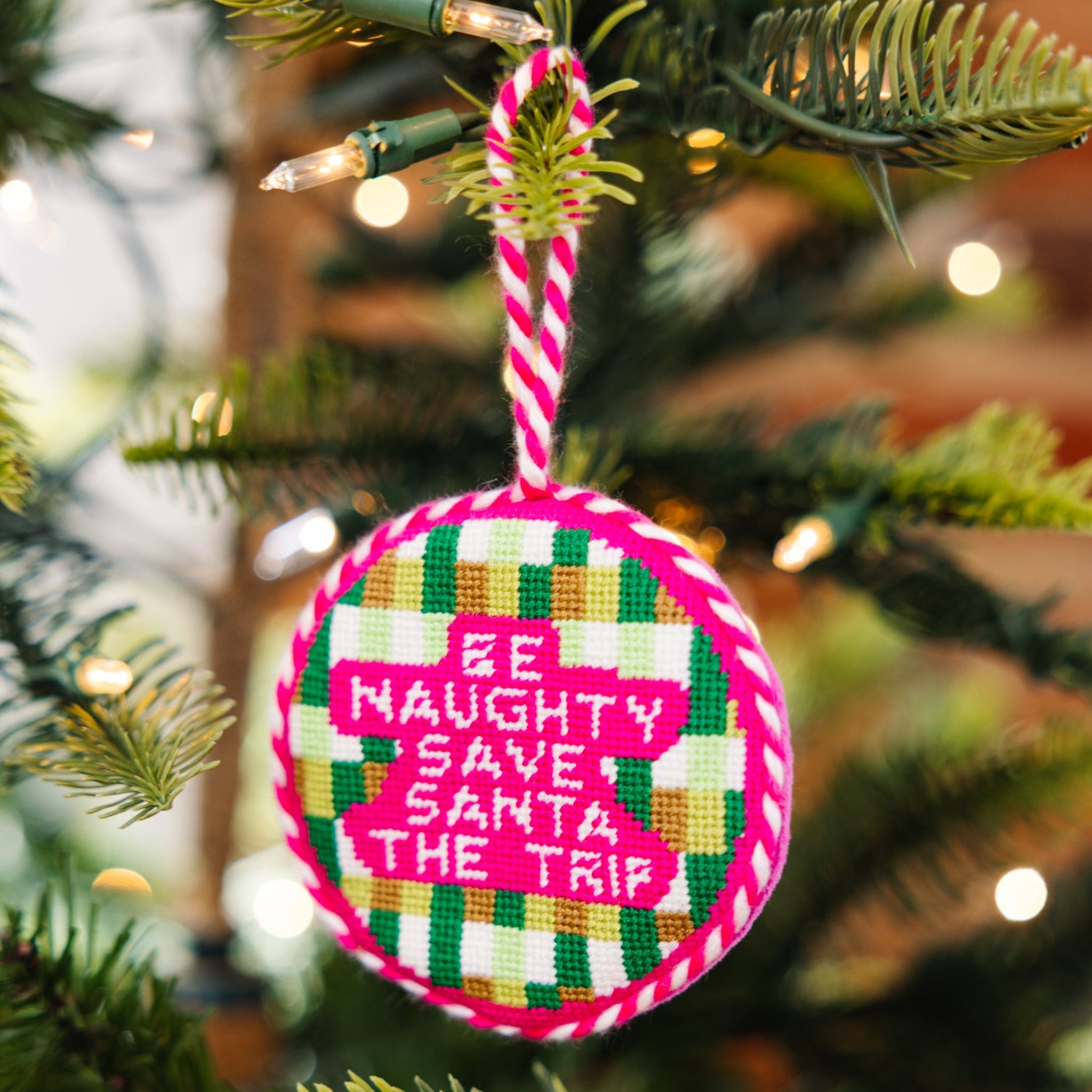 Needlepoint Ornament - Be Naughty