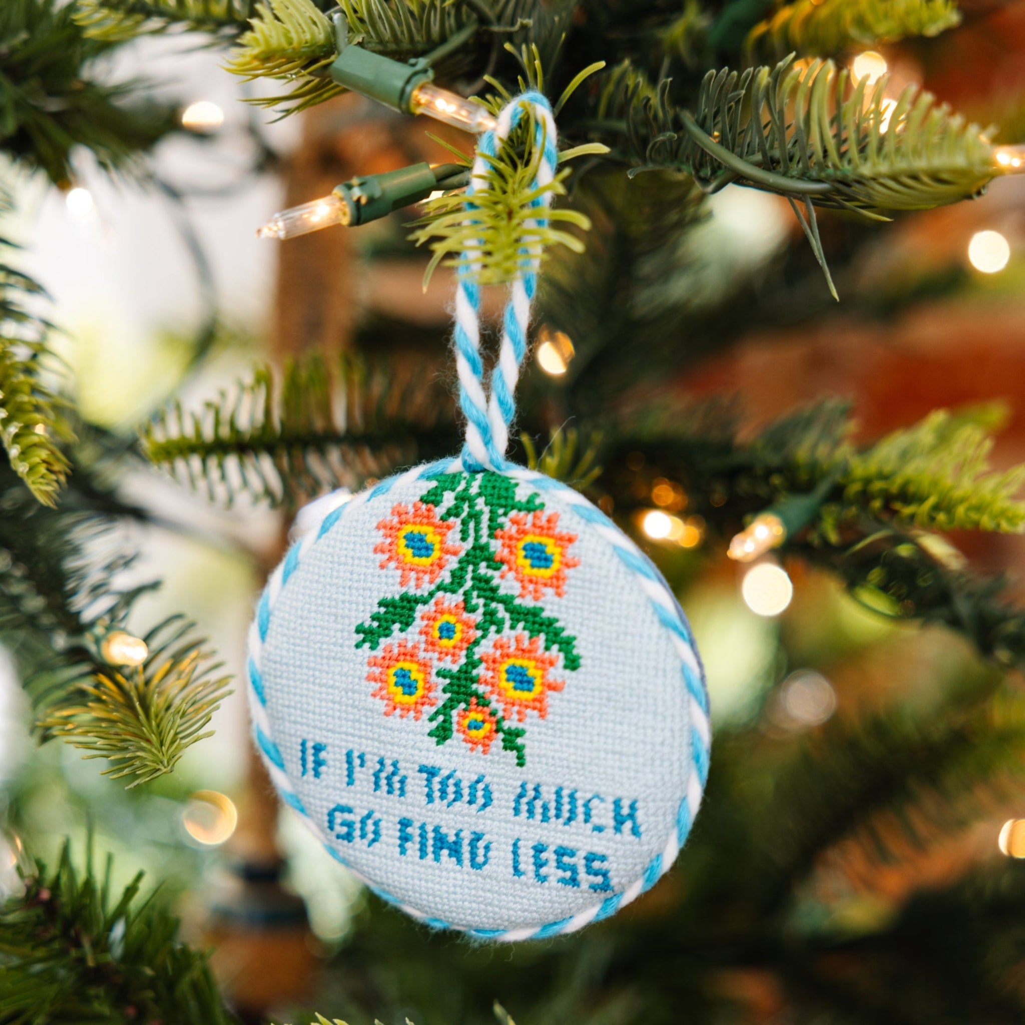 Needlepoint Ornament - Go Find Less