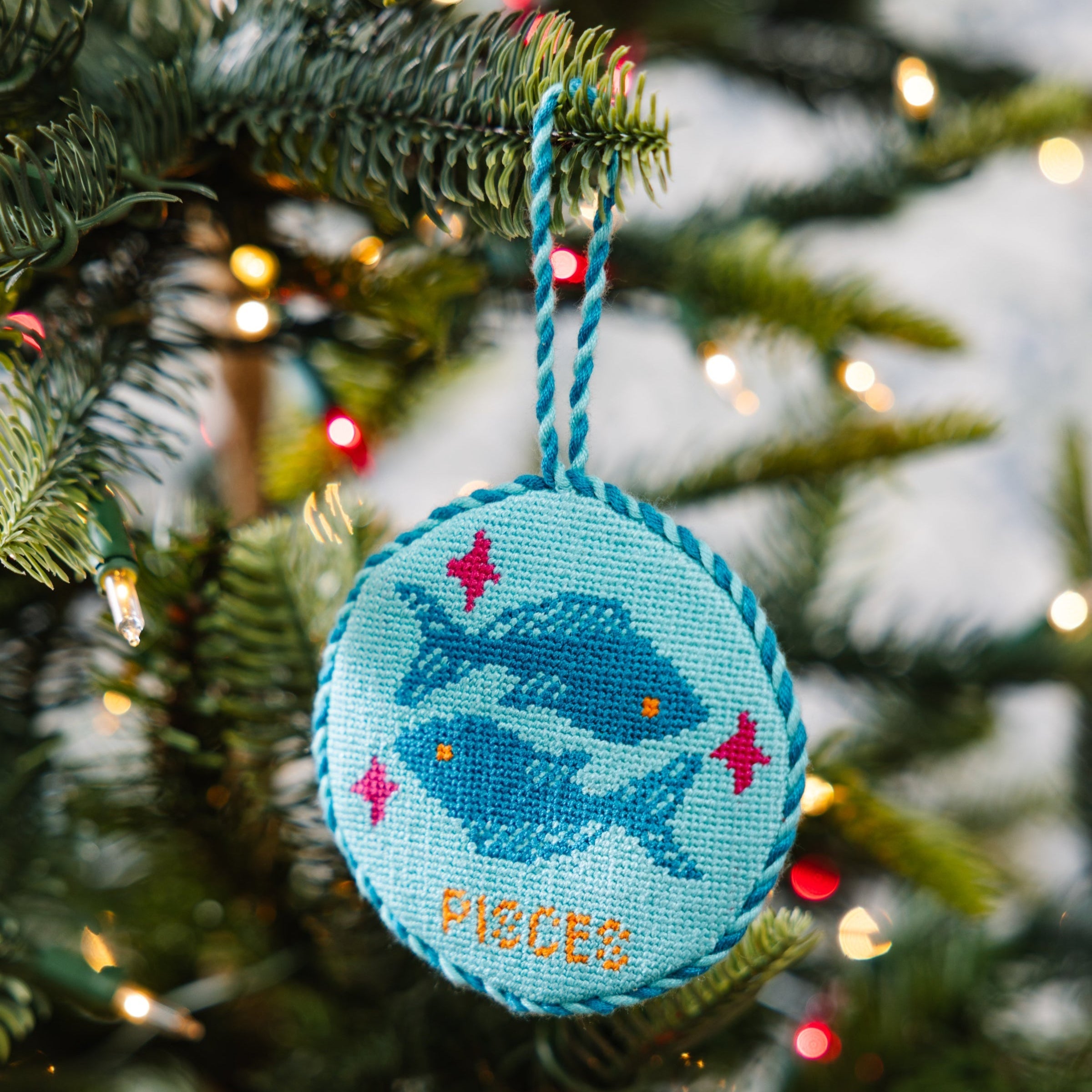 Needlepoint Zodiac Ornament - Pisces