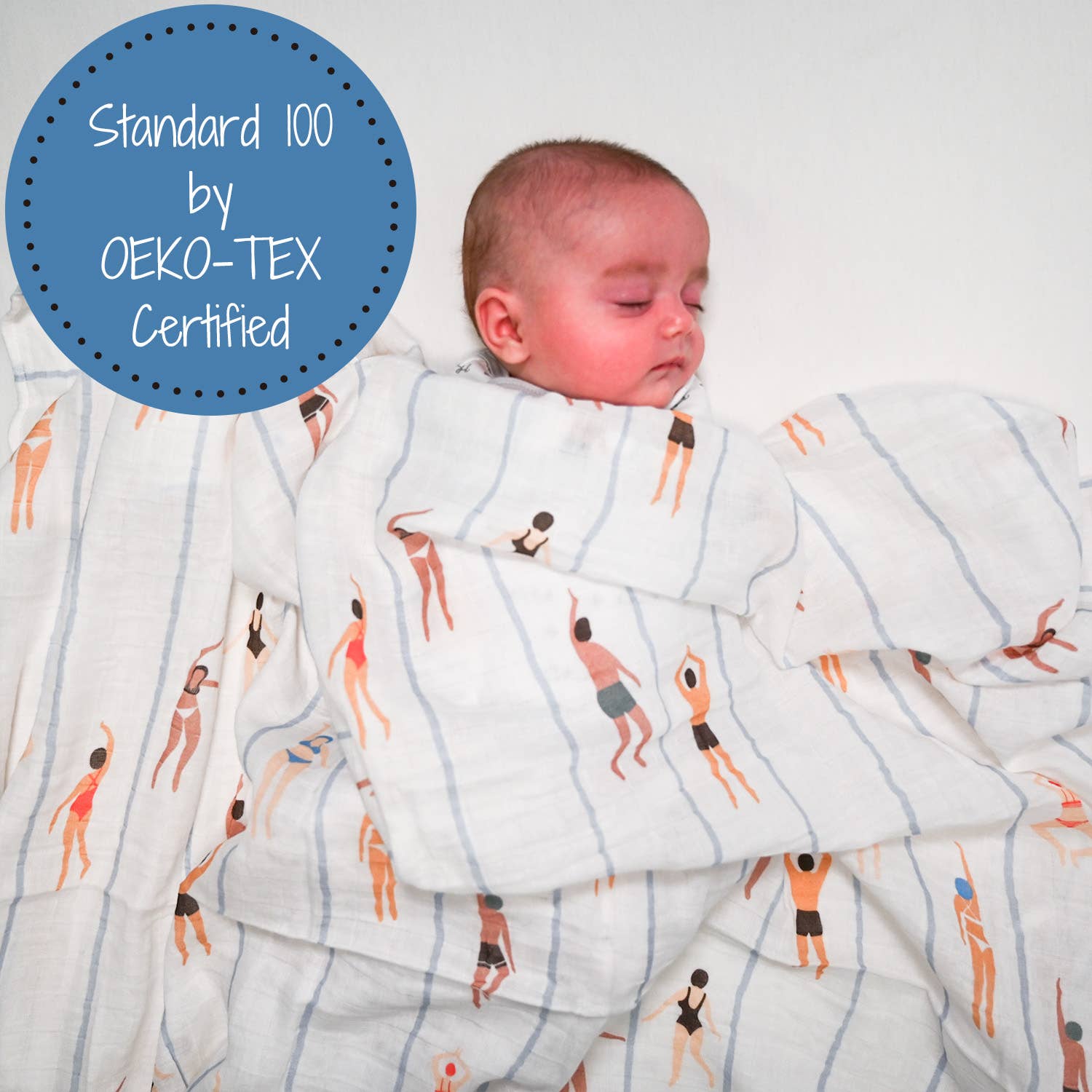 Born to Swim Baby Muslin Swaddle Blanket