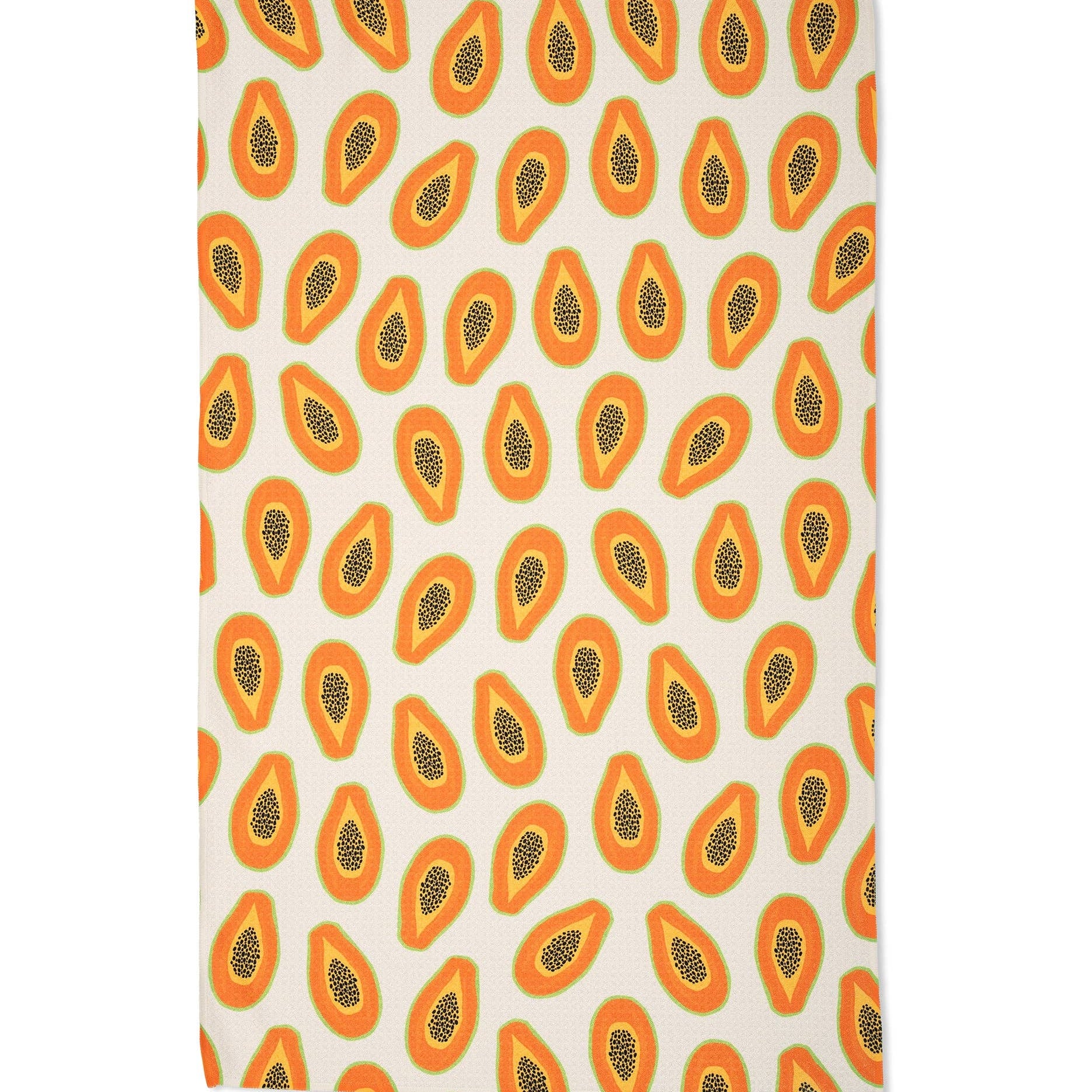 tea Towel with papaya pattern on a white background