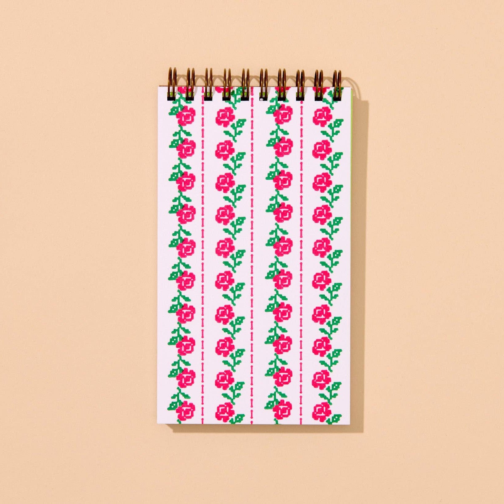 Cross-stitch Rose Letterpress Spiral Notebook