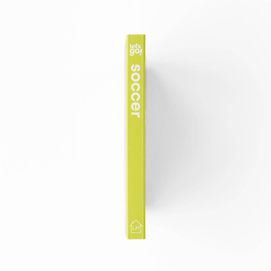 Green book titled 'Soccer' on a white background