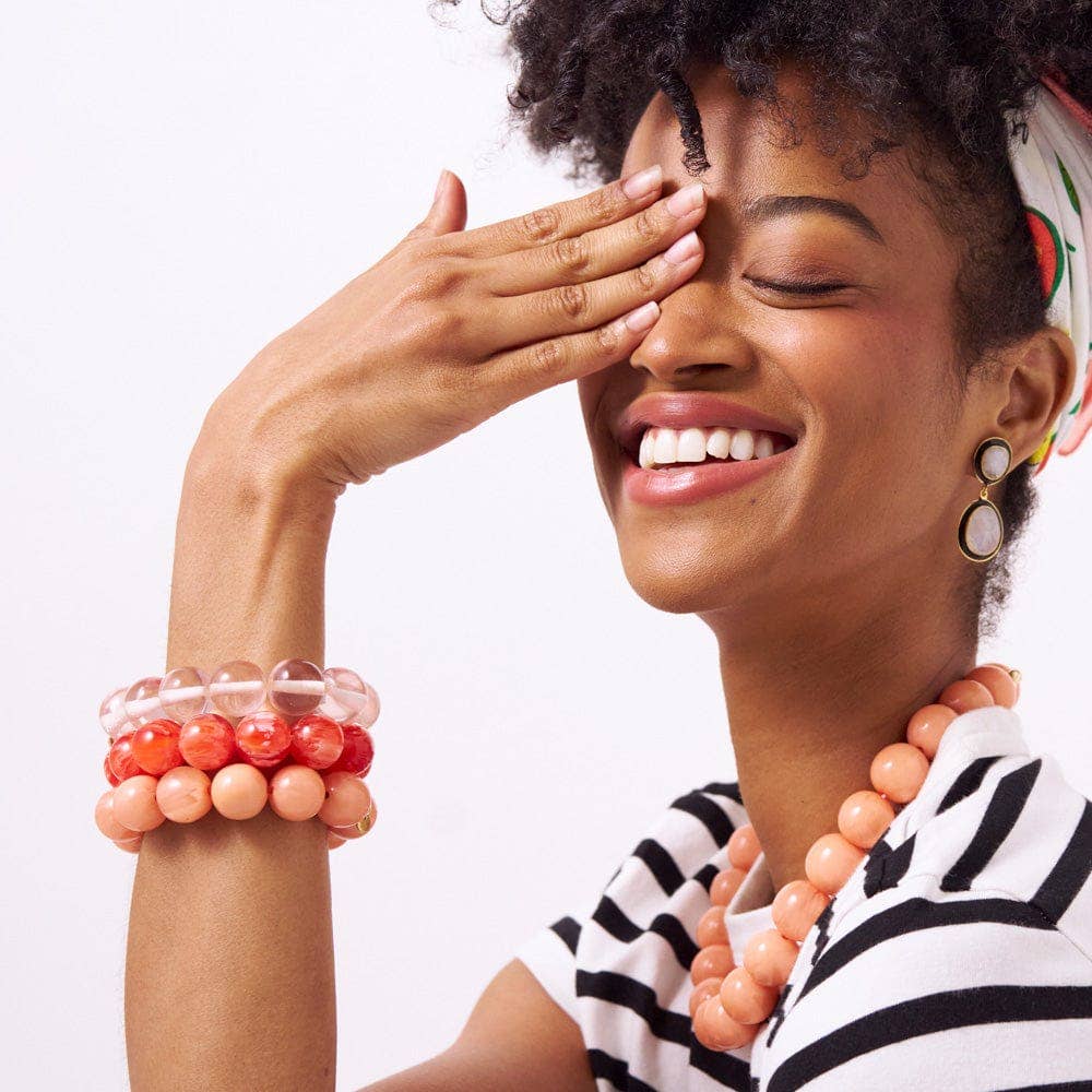 Iris Large Resin Bead Necklace Coral