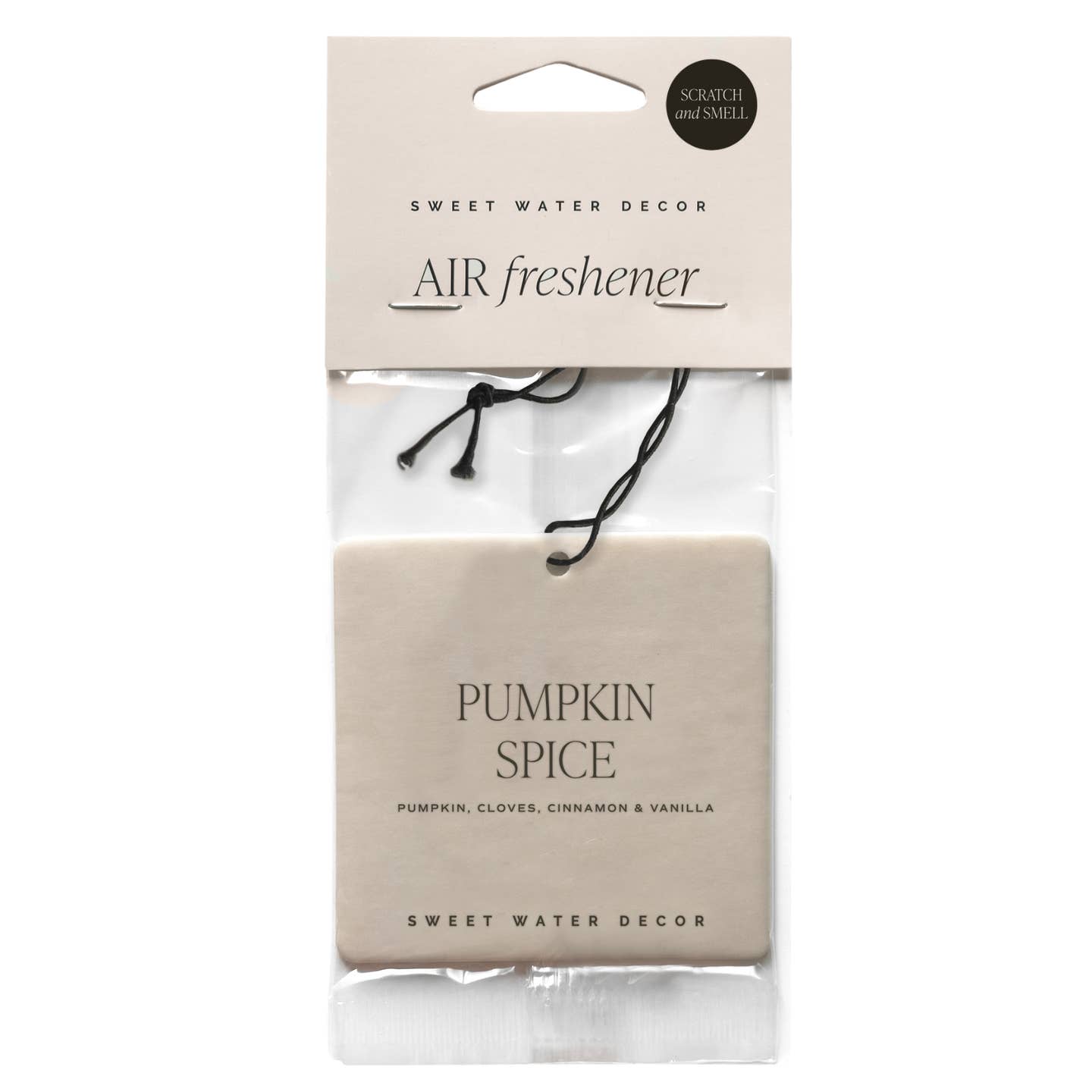Sweet Water Decor pumpkin spice air freshener packaging on a white background
