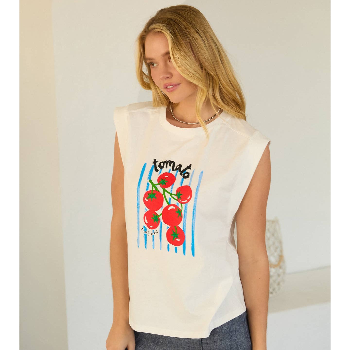 Tomato Graphic Embroidered Tee - Off White