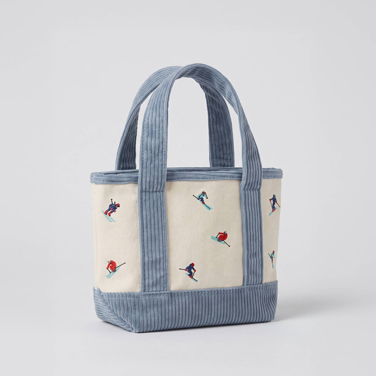 Ski Embroidered Corduroy Canvas Mini Tote Bag