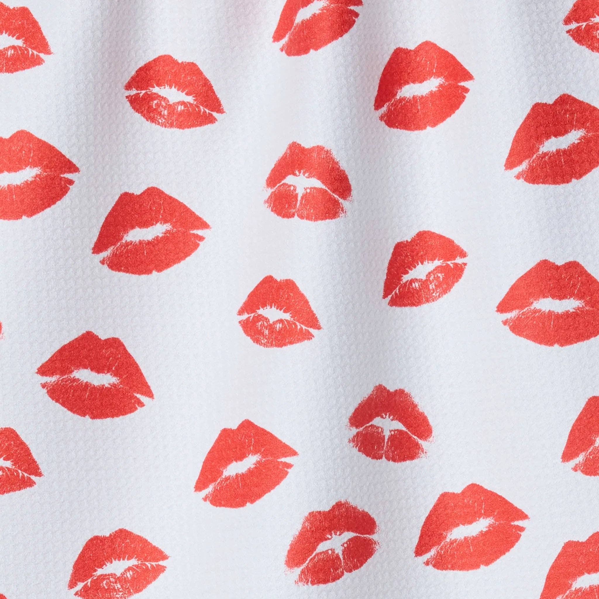 Pattern of red lips on a white background