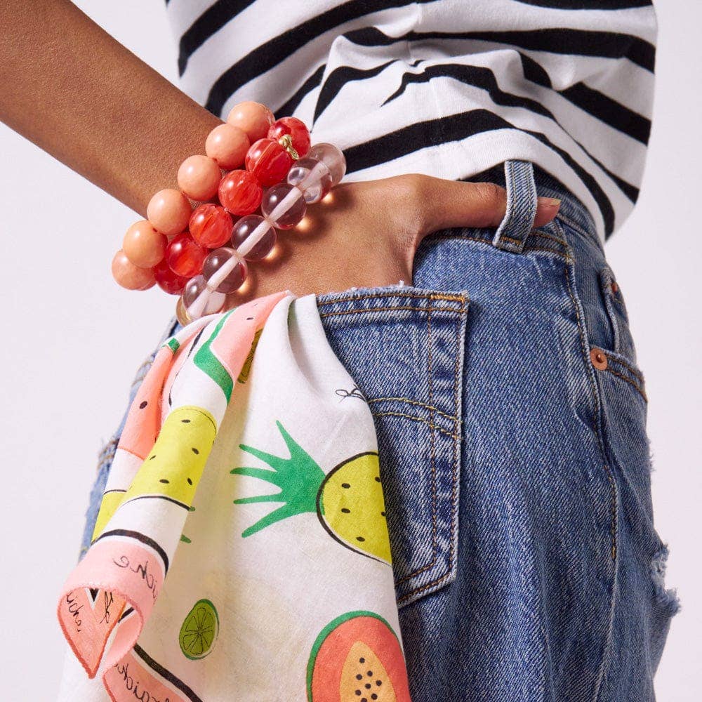 Cece Large Resin Bead Bracelet Coral