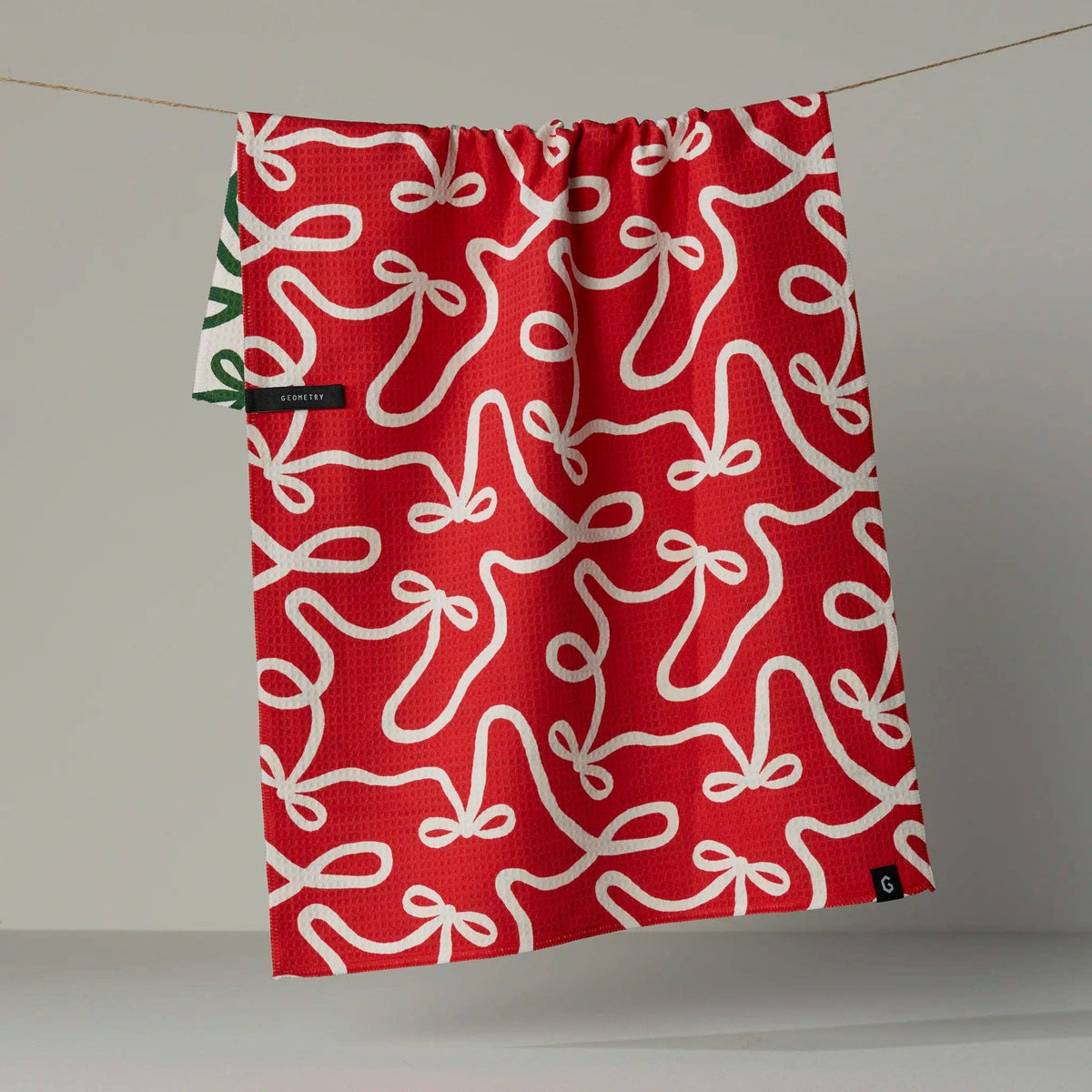 Holiday Bows Luxe Kitchen Towel - red with white bows
