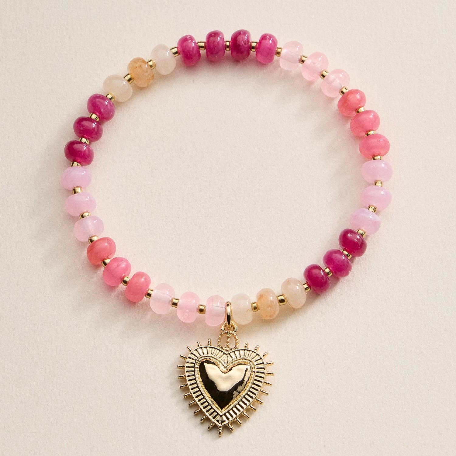 Beaded Heart Charm Bracelet Set