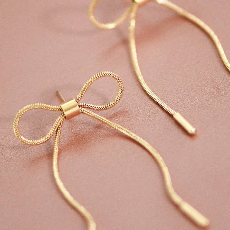 Gold Draping Bow Earrings