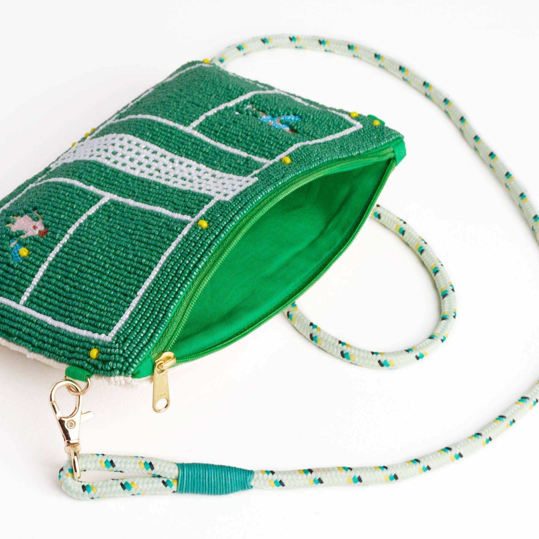 Leila Tennis Seed Bead Clutch With Strap