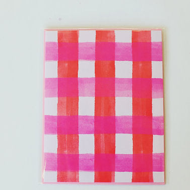 Pink + Red Plaid Card