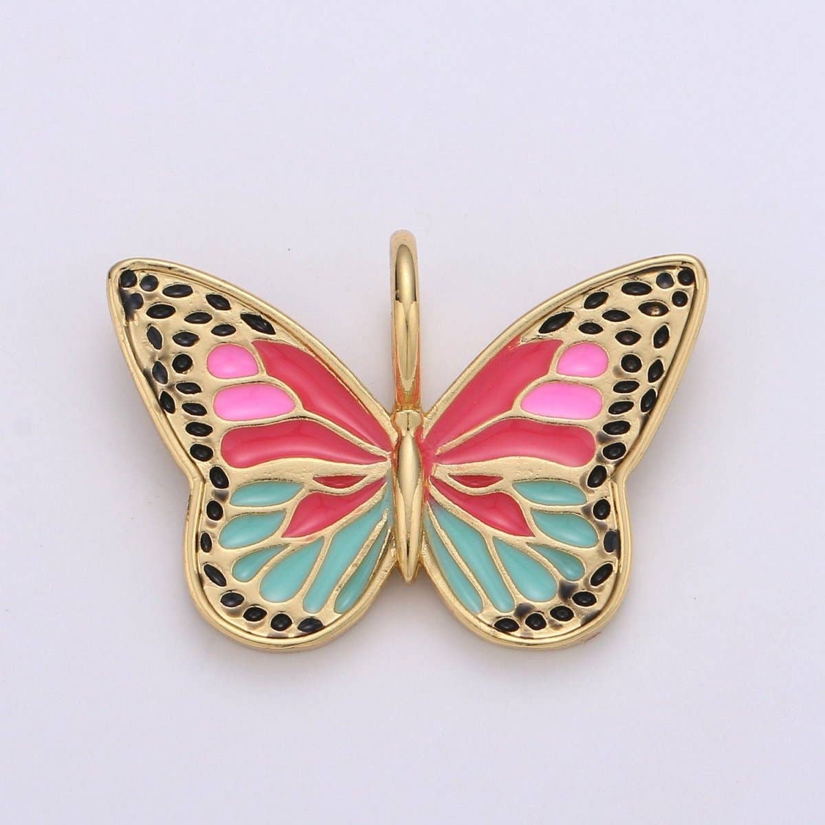 Pink Enamel Butterfly Charm