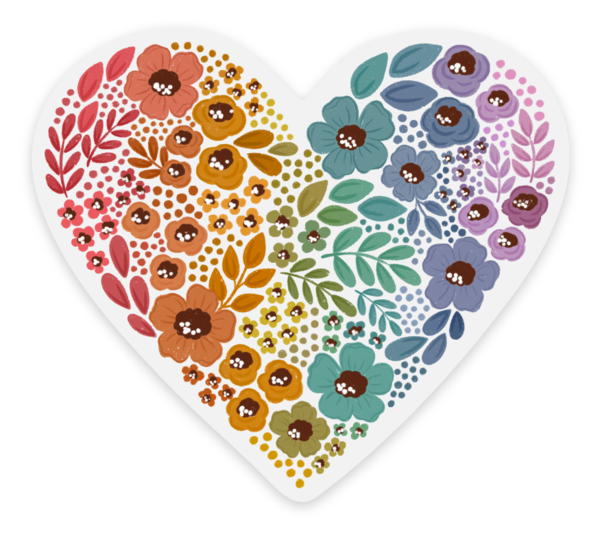 Clear Pride Rainbow Floral Heart Sticker