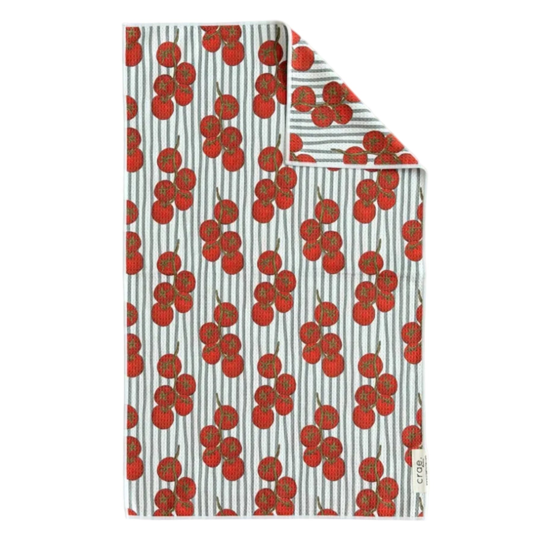 Tomato, Tomato: Double-Sided Hand Towel - White/Grey