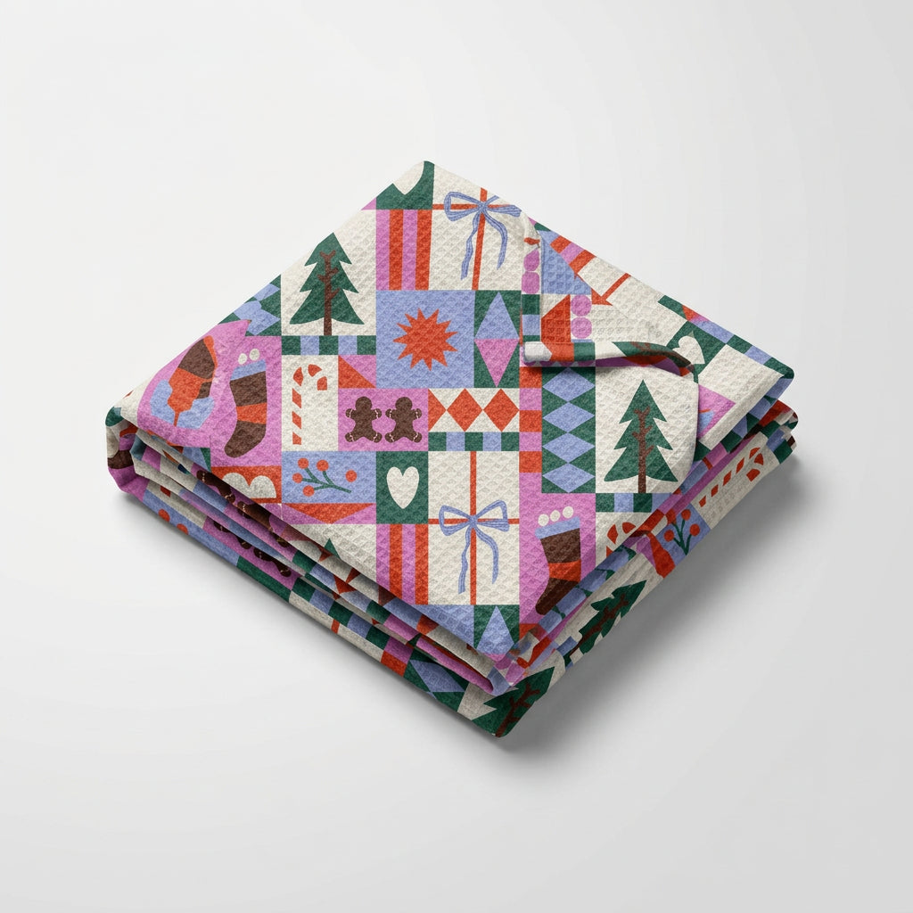 Red Wreaths Tea Towel
