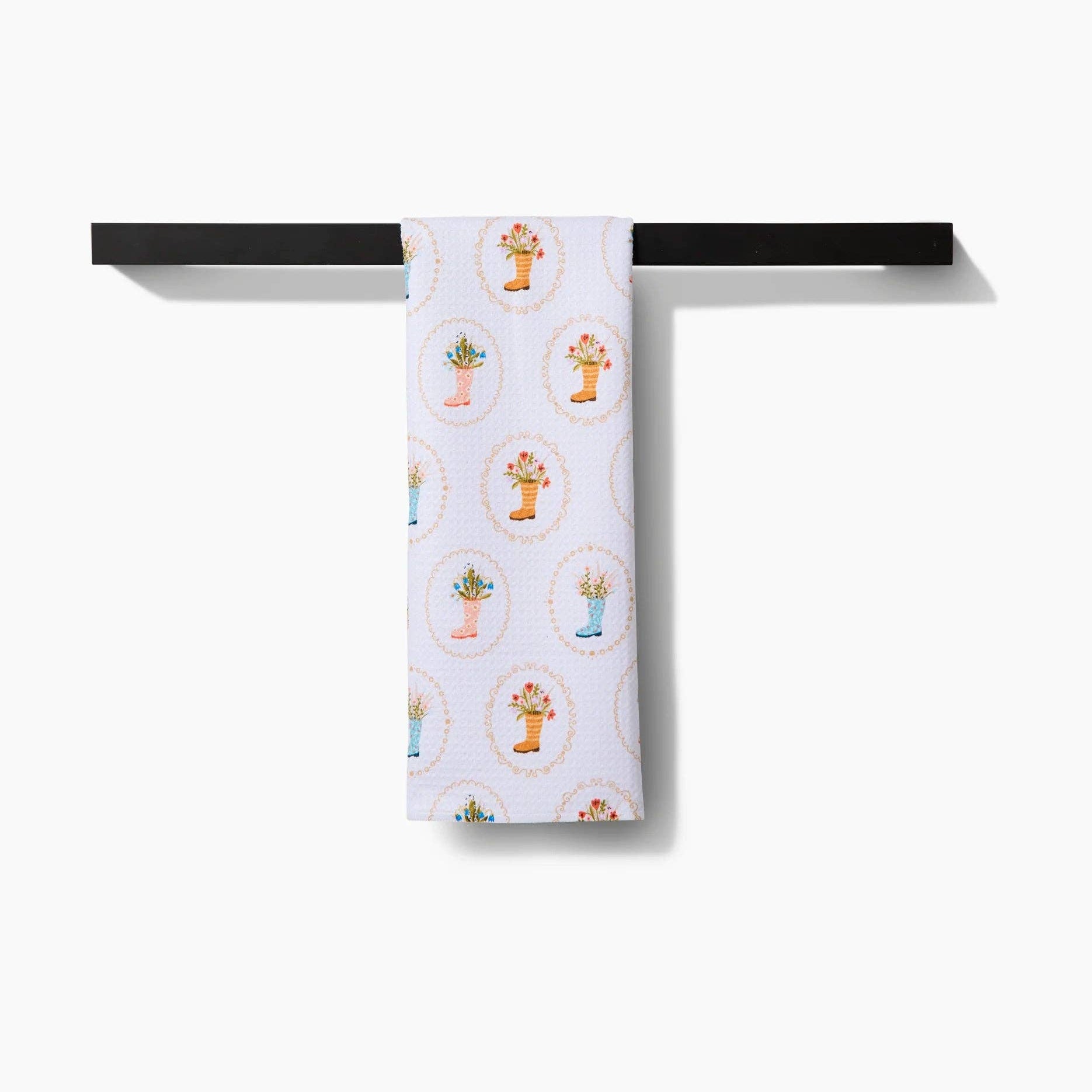 Rainboots in Bloom Tea Towel