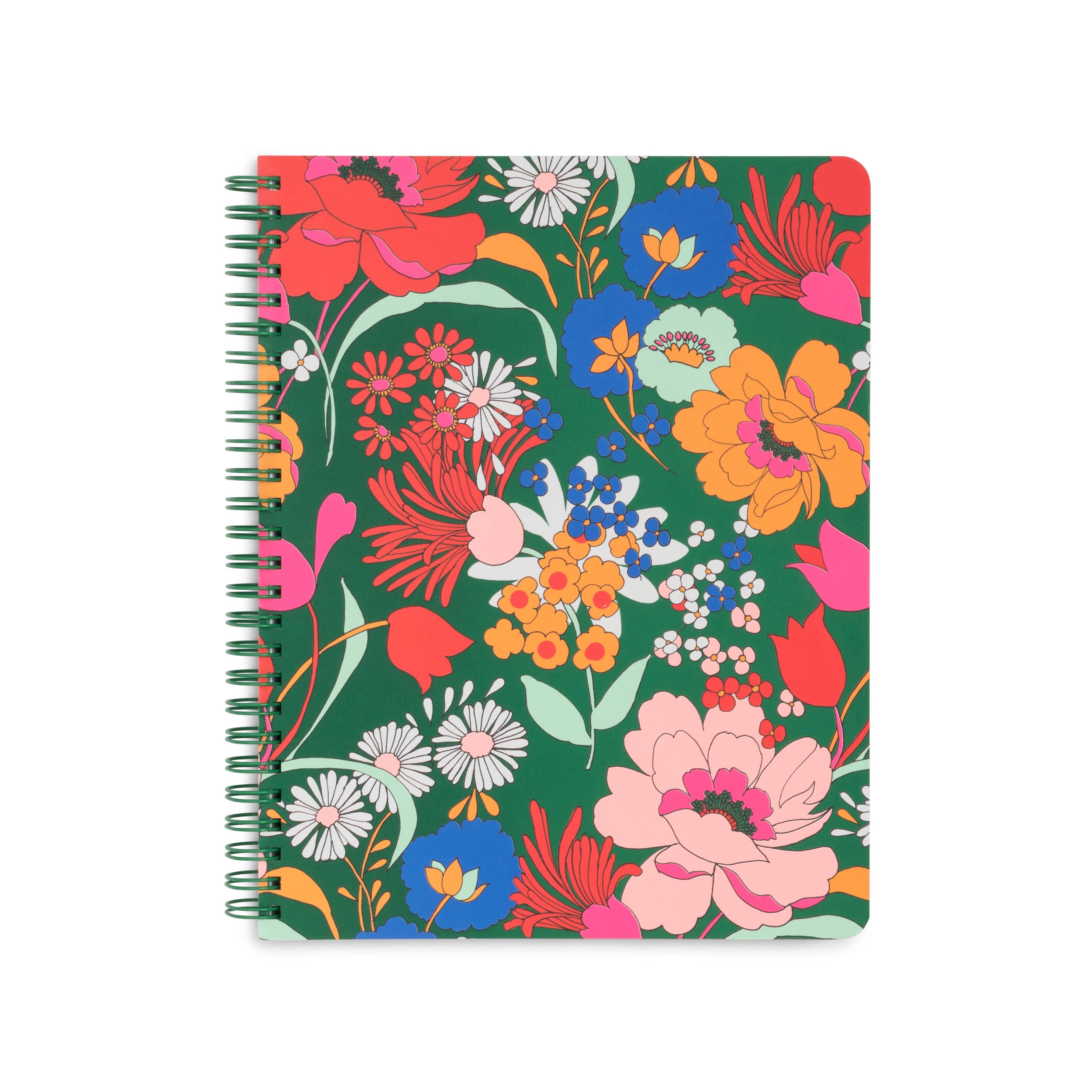 Notebook with colorful floral pattern on a white background