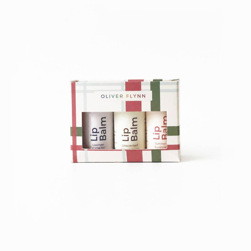 Holiday Plaid Theme Lip Balm Trio Gift Set
