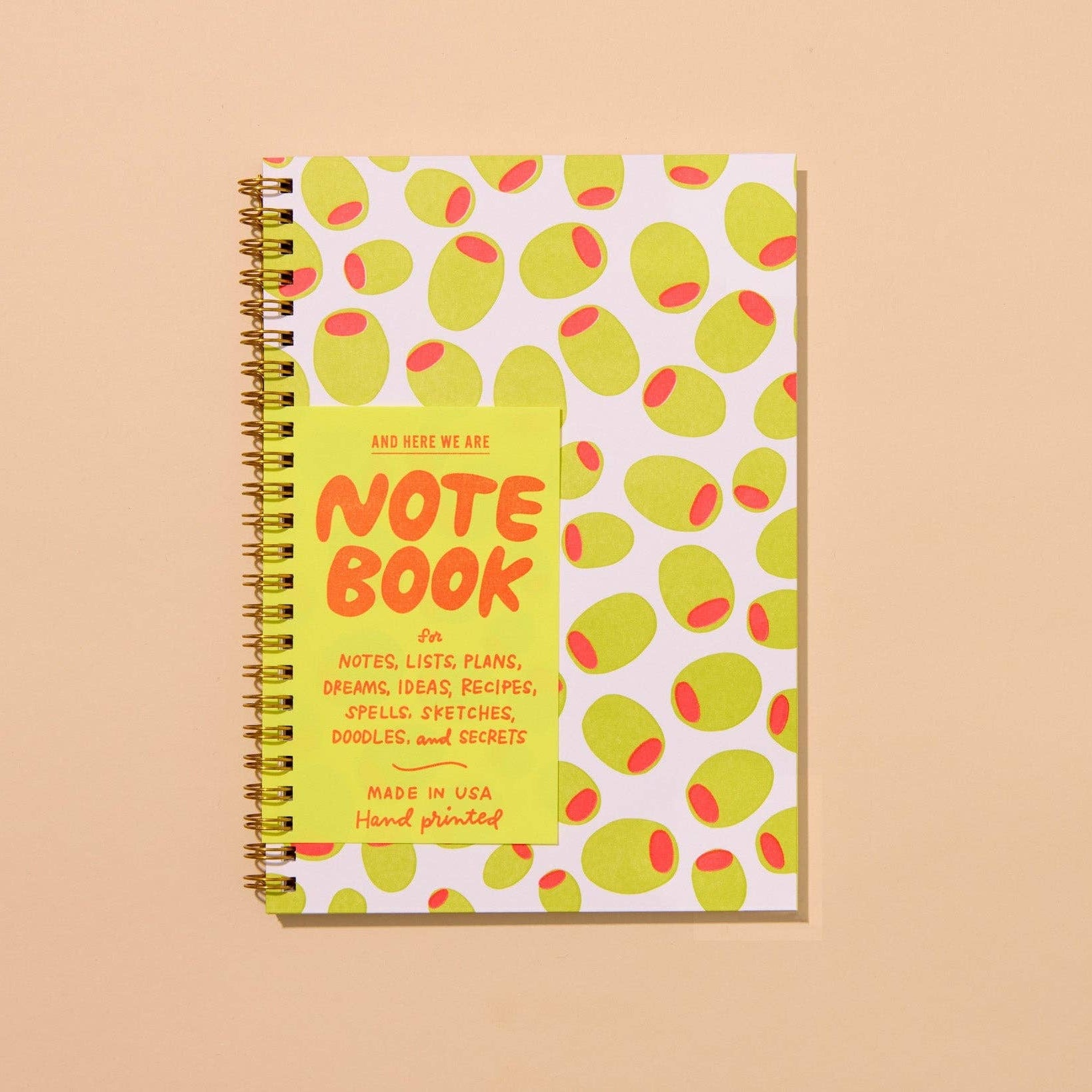 Our best-selling olive notebook features modern, colorful martini olives scattered in vibrant inks.
And Here We Are® creates modern, colorful, hand-printed greeting cards, notebooks, stationery, and gifts from our letterpress studio in Columbus, Ohio.