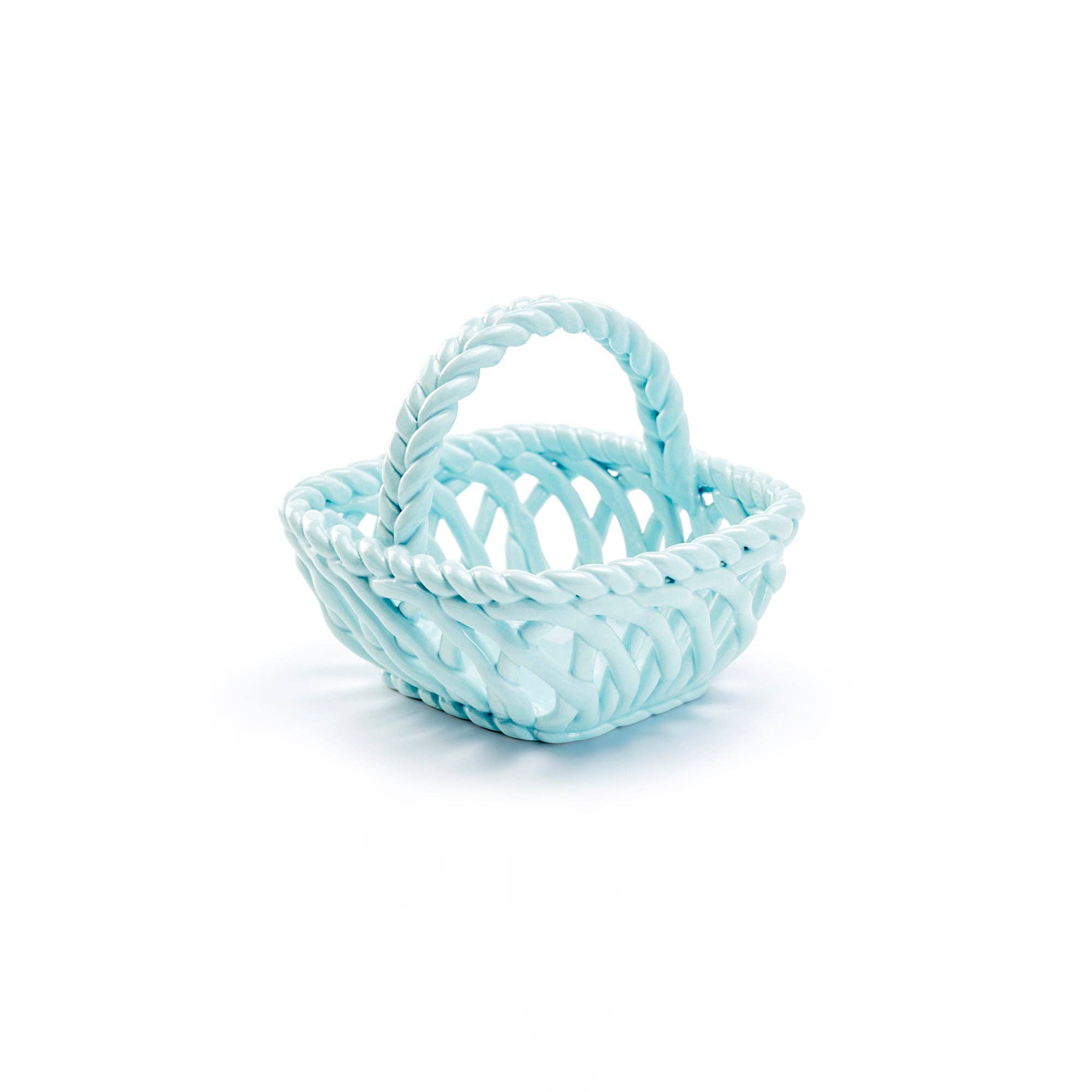 Hand Woven Ceramic Small Easter Basket - Blue