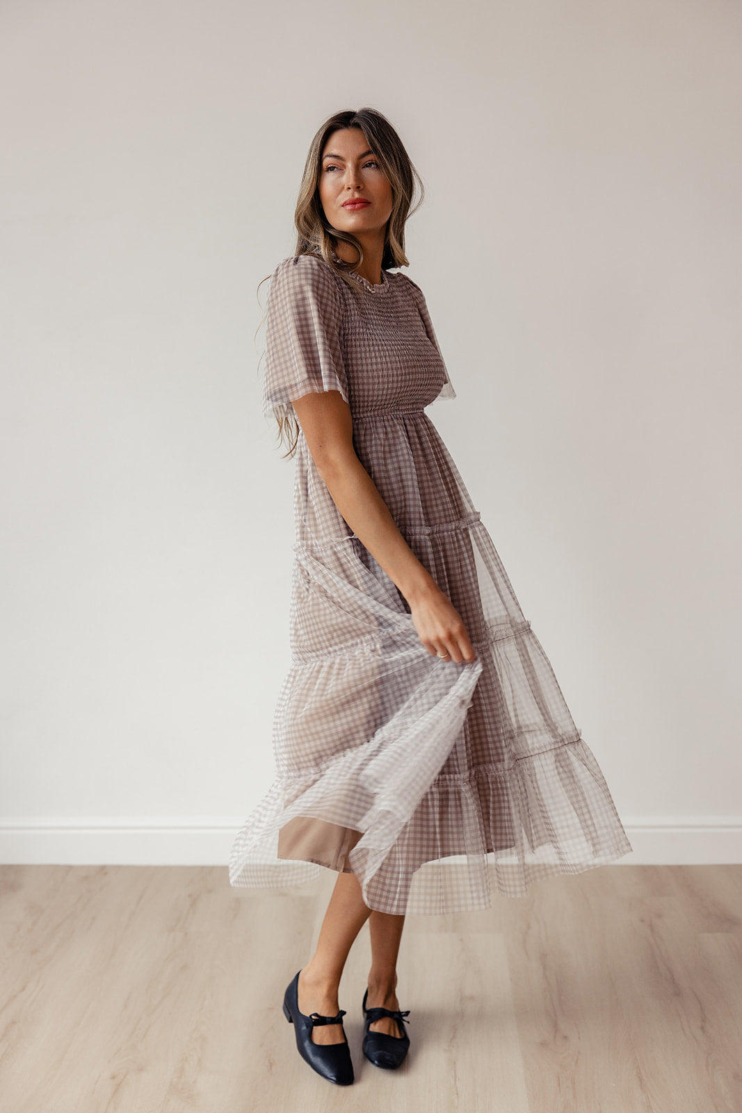 Kotie Gingham Chiffon Dress