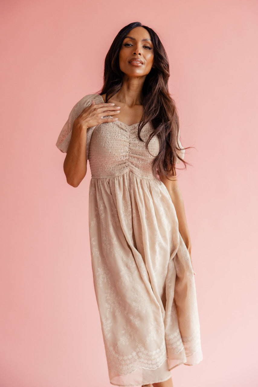 Christine Embroidered Chiffon Dress