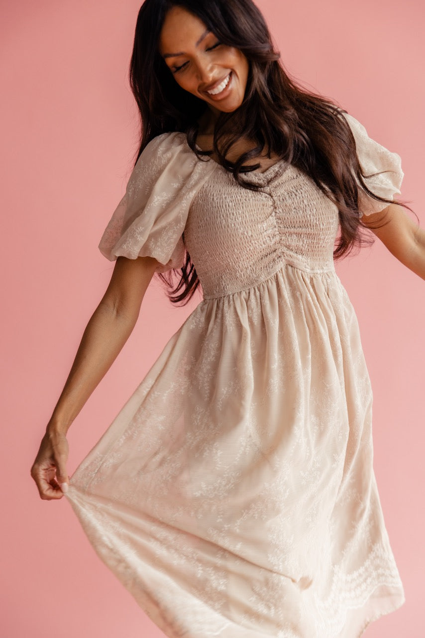 Christine Embroidered Chiffon Dress