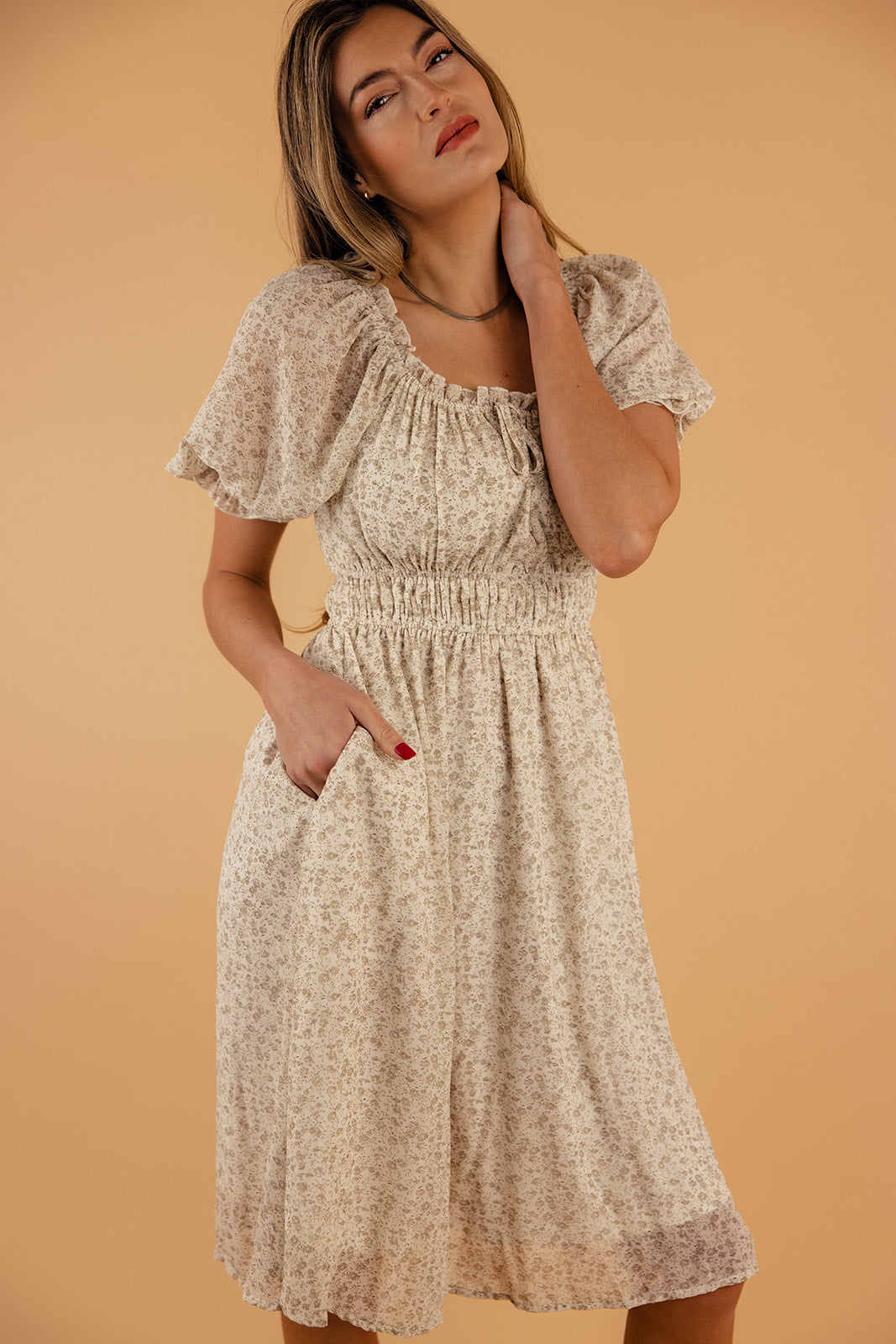 Don’t Say Maybe Puff Sleeve Midi