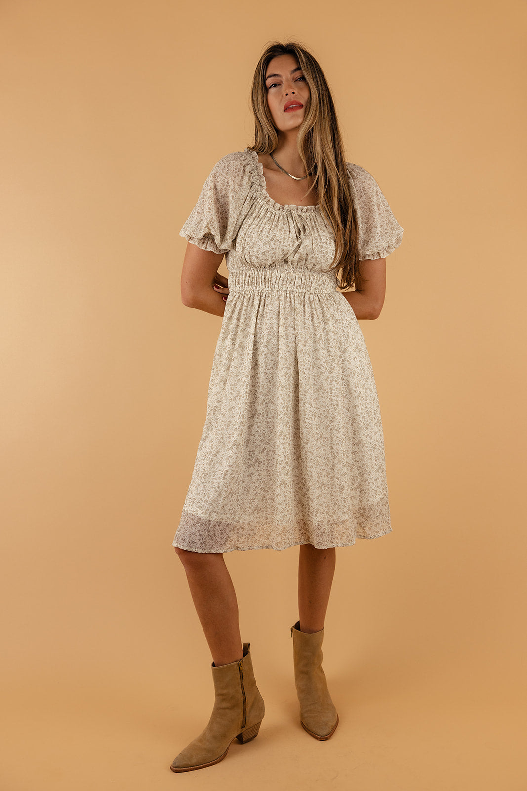 Don’t Say Maybe Puff Sleeve Midi