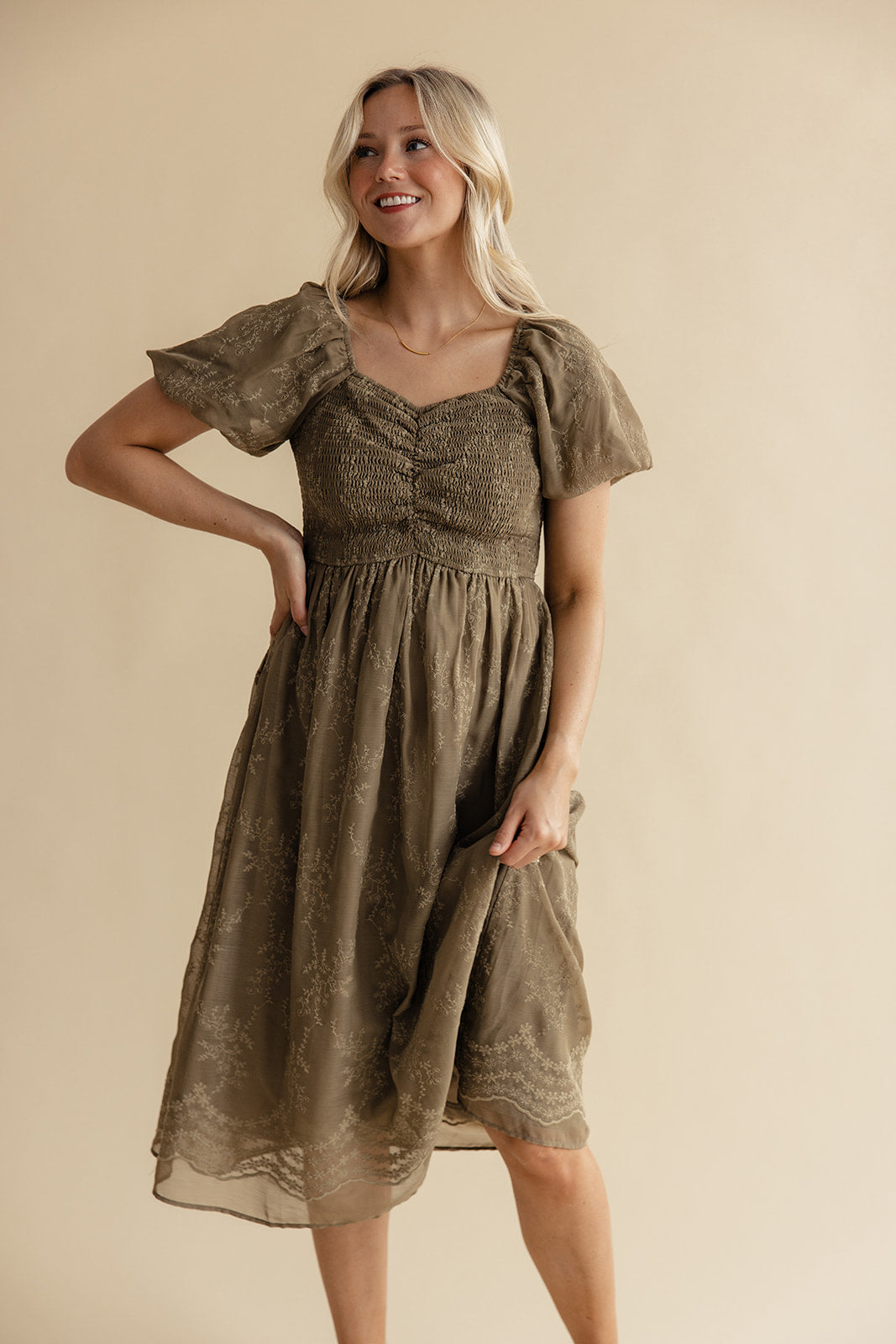 Christine Embroidered Chiffon Dress