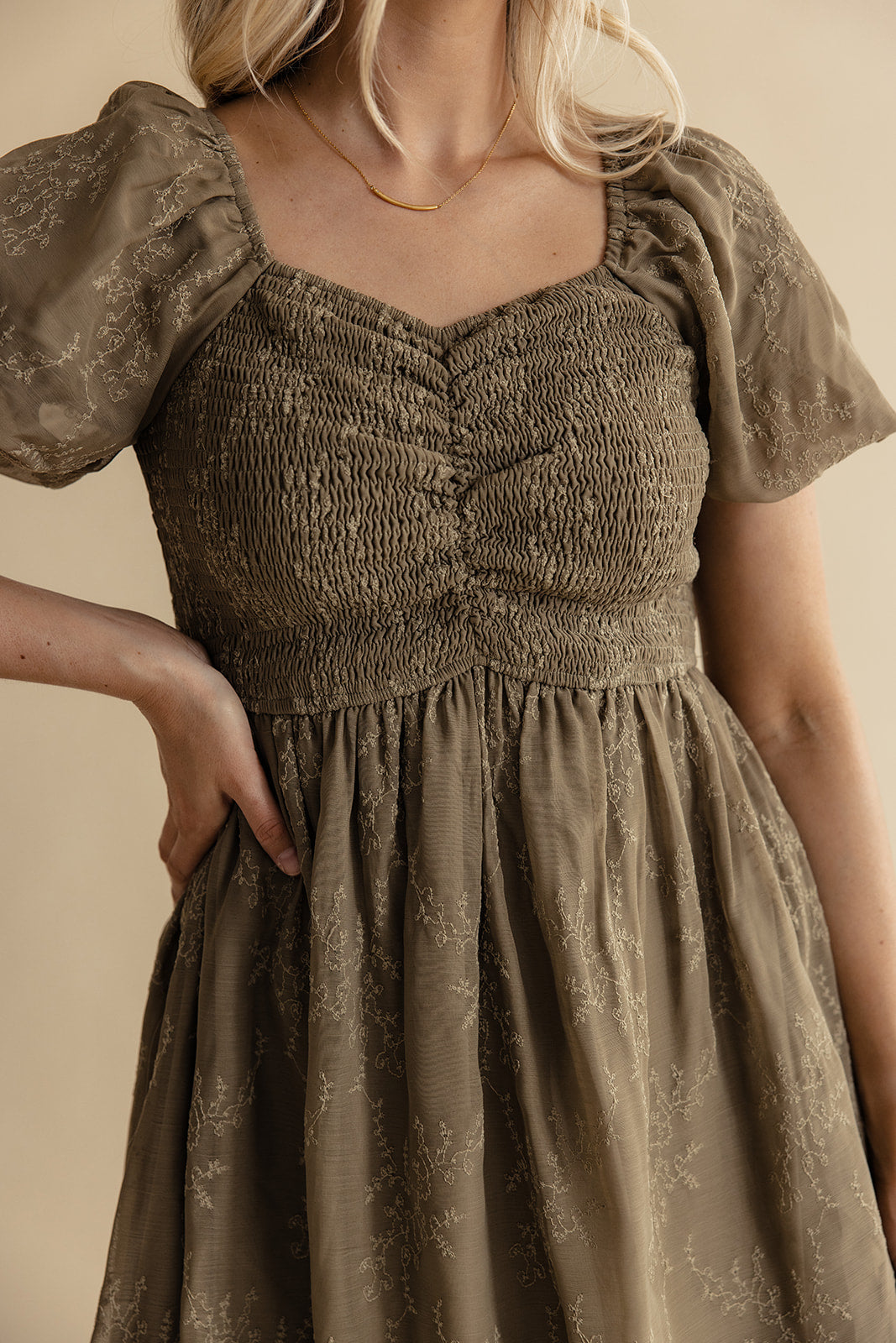 Christine Embroidered Chiffon Dress