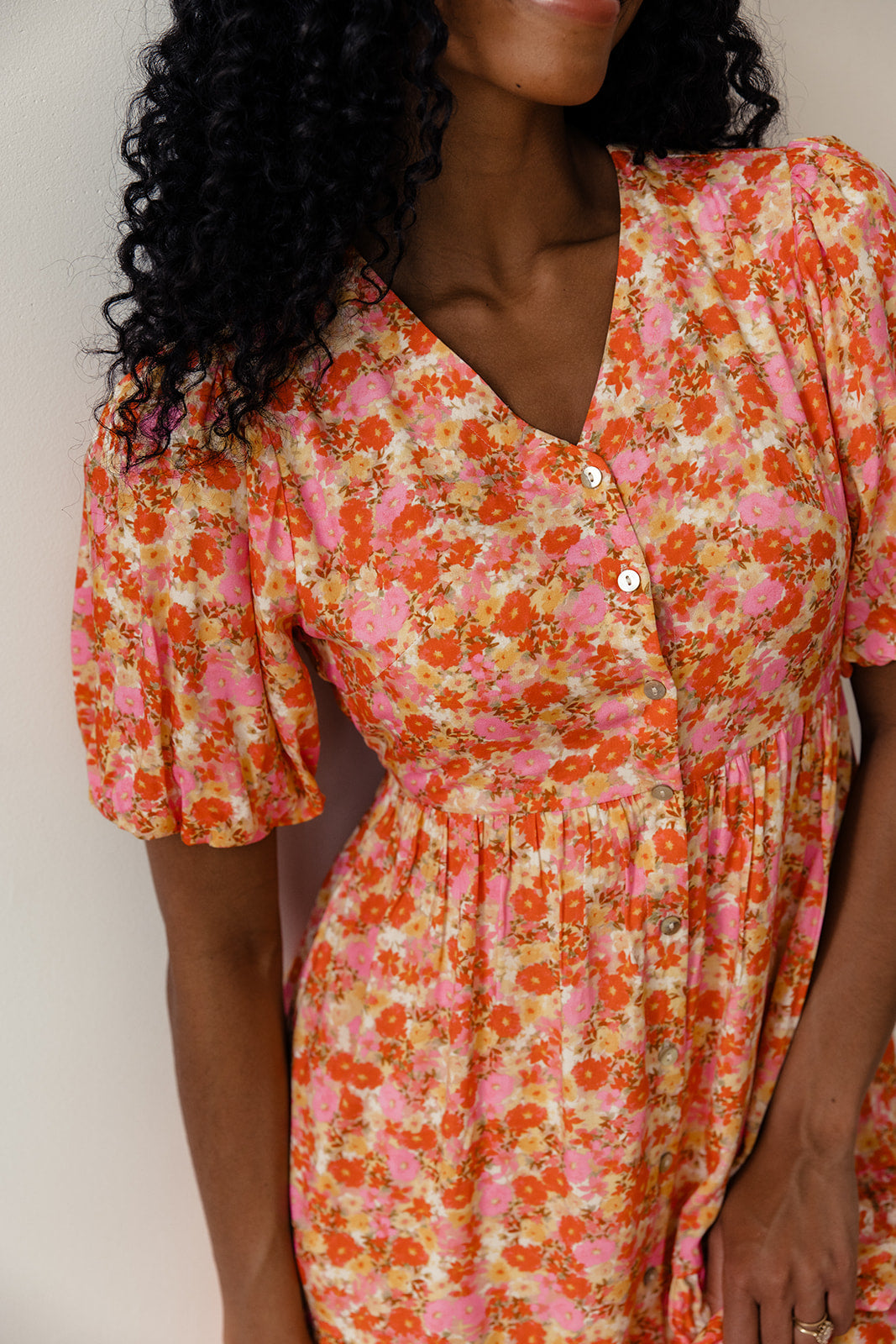 Linda Floral Button Dress