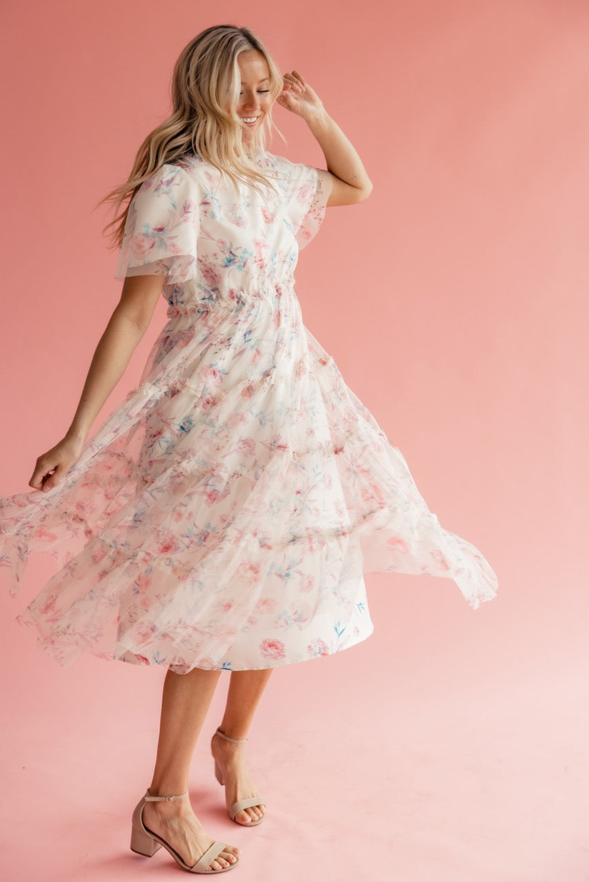Celine Chiffon Ruffle Dress