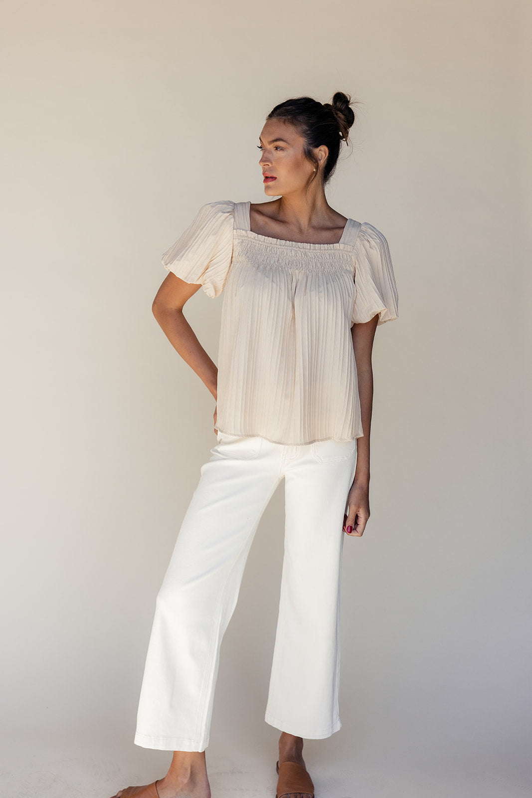 Elle Textured Square Neck Blouse