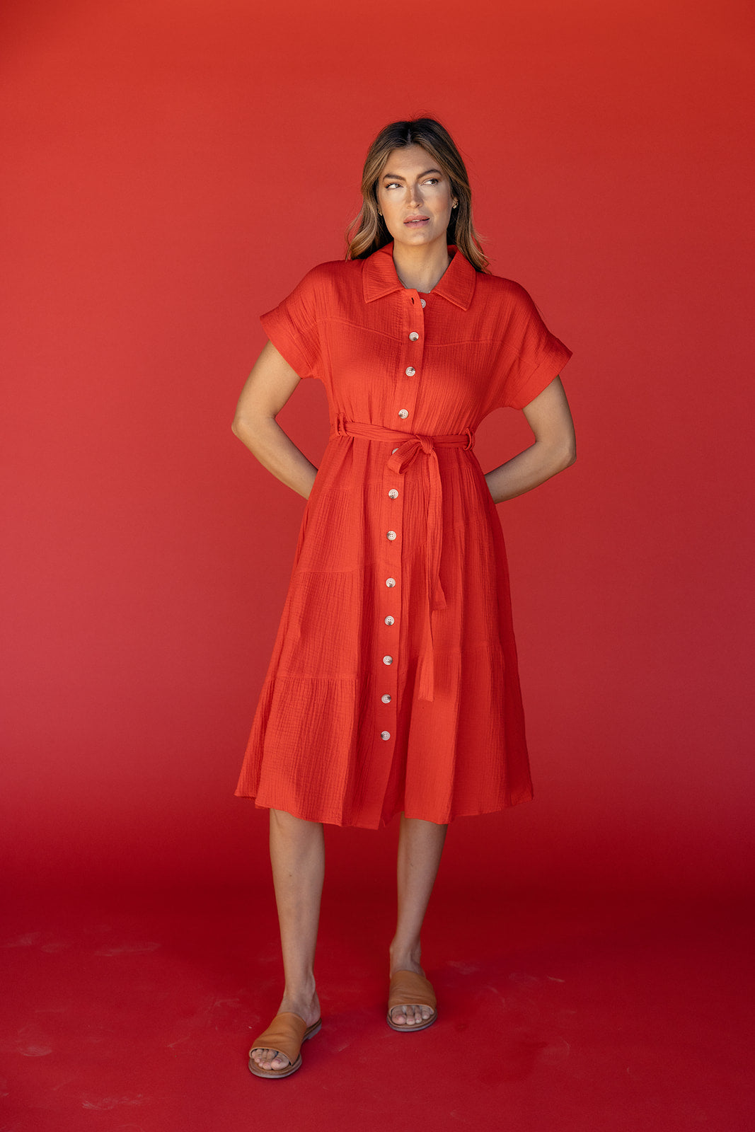 Rosy Posy Button Midi