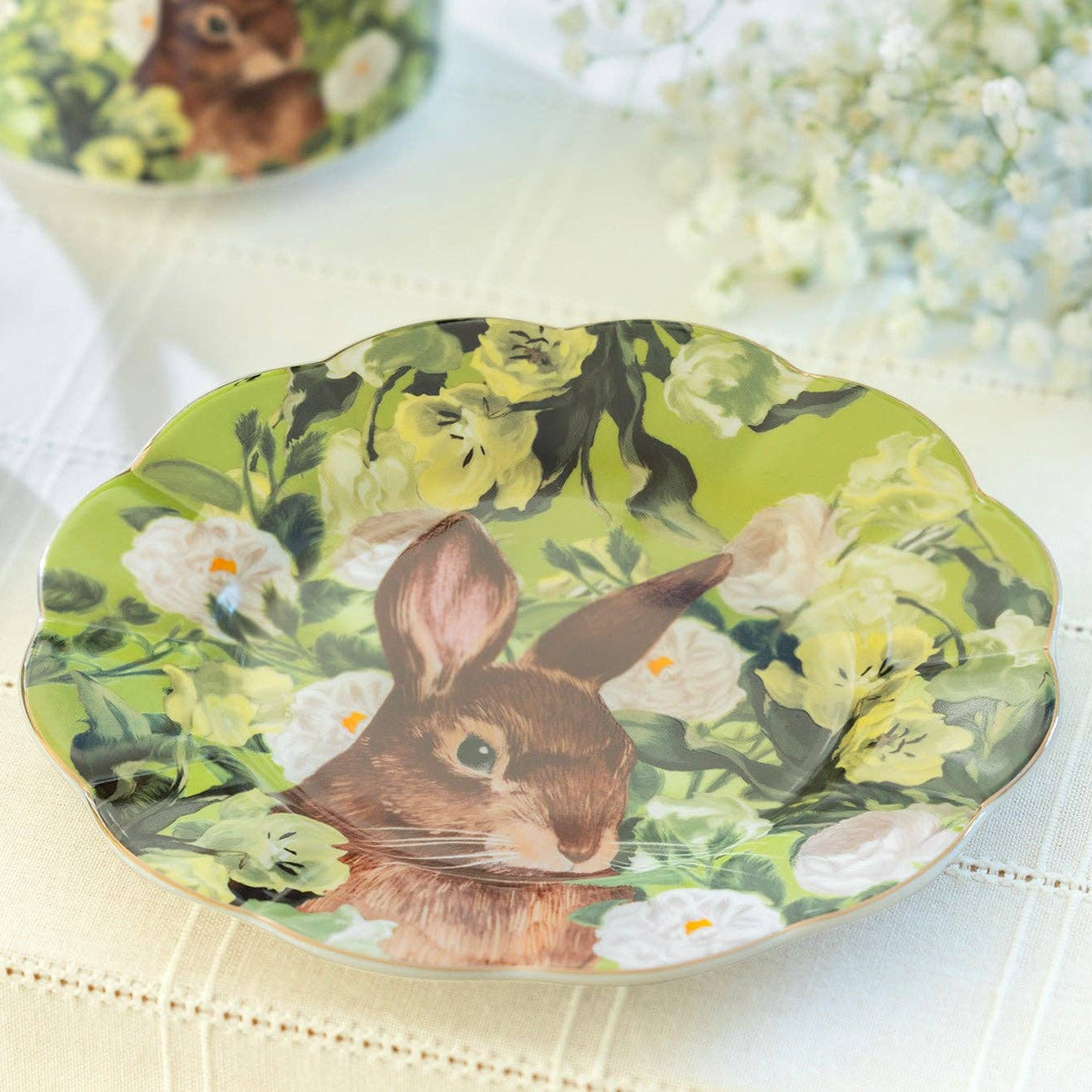Bunny in Bloom 8" Fine Porcelain Dessert Plate