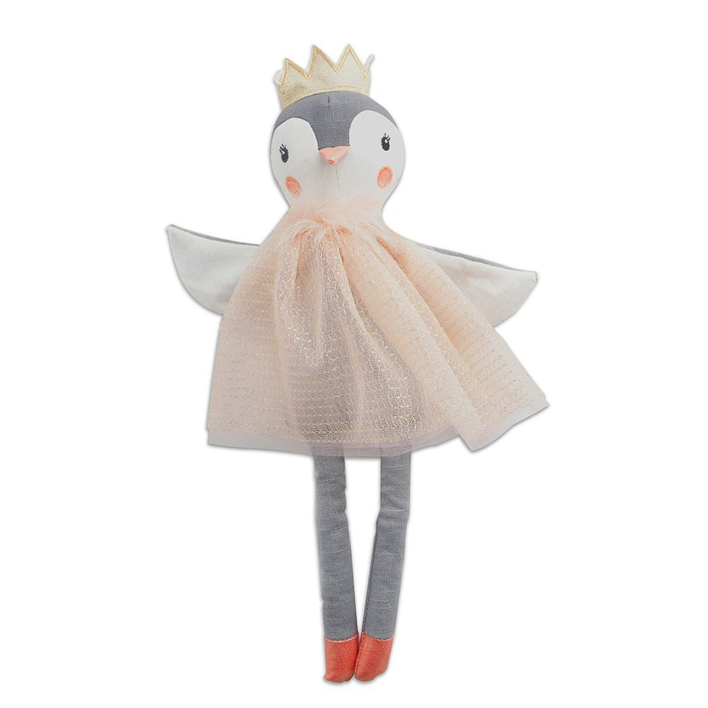 This elegant penguin princess doll is designed with exquisite detail....meet a MON AMI favorite, Petunia the Penguin Princess! This sweetest penguin around, Petunia loves playing in the snow and making new friends. Perfect for play, room decor, and gift giving, she comes in a beautiful pink dress and topped with signature gold crown. 